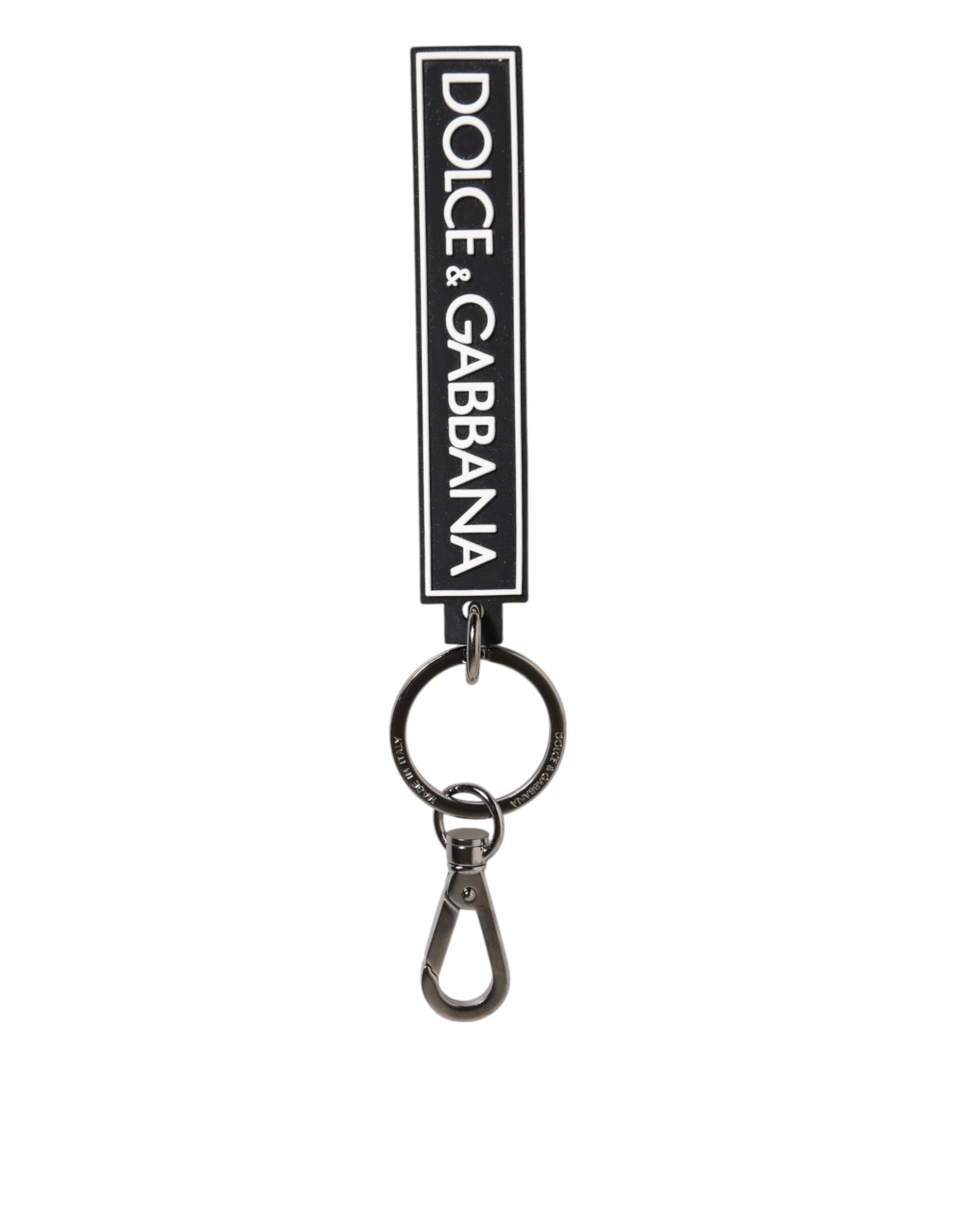 Black White DG Rubber Logo Silver Men's Holder Keyring