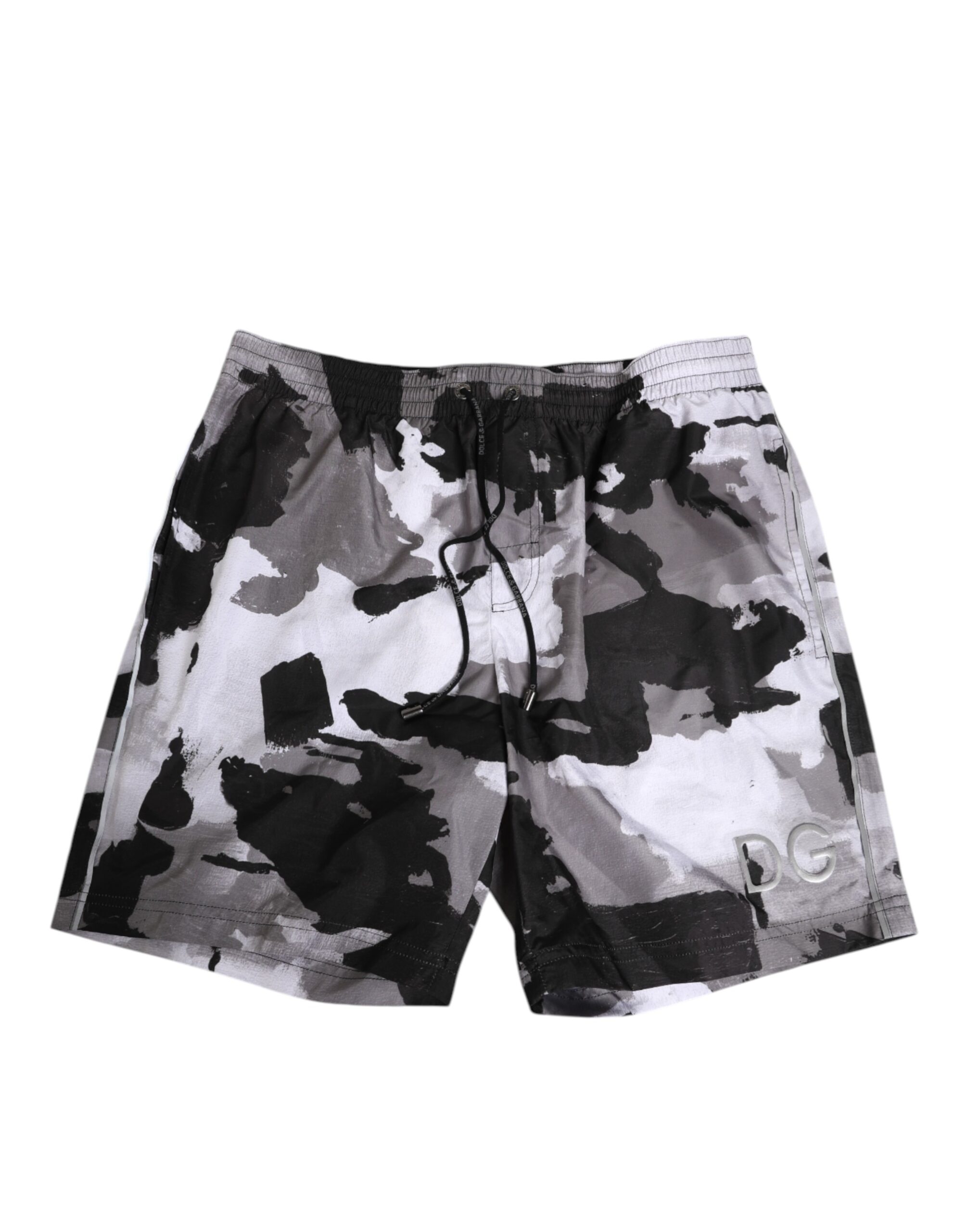 Black White Camouflage DG Logo Men Swimwear