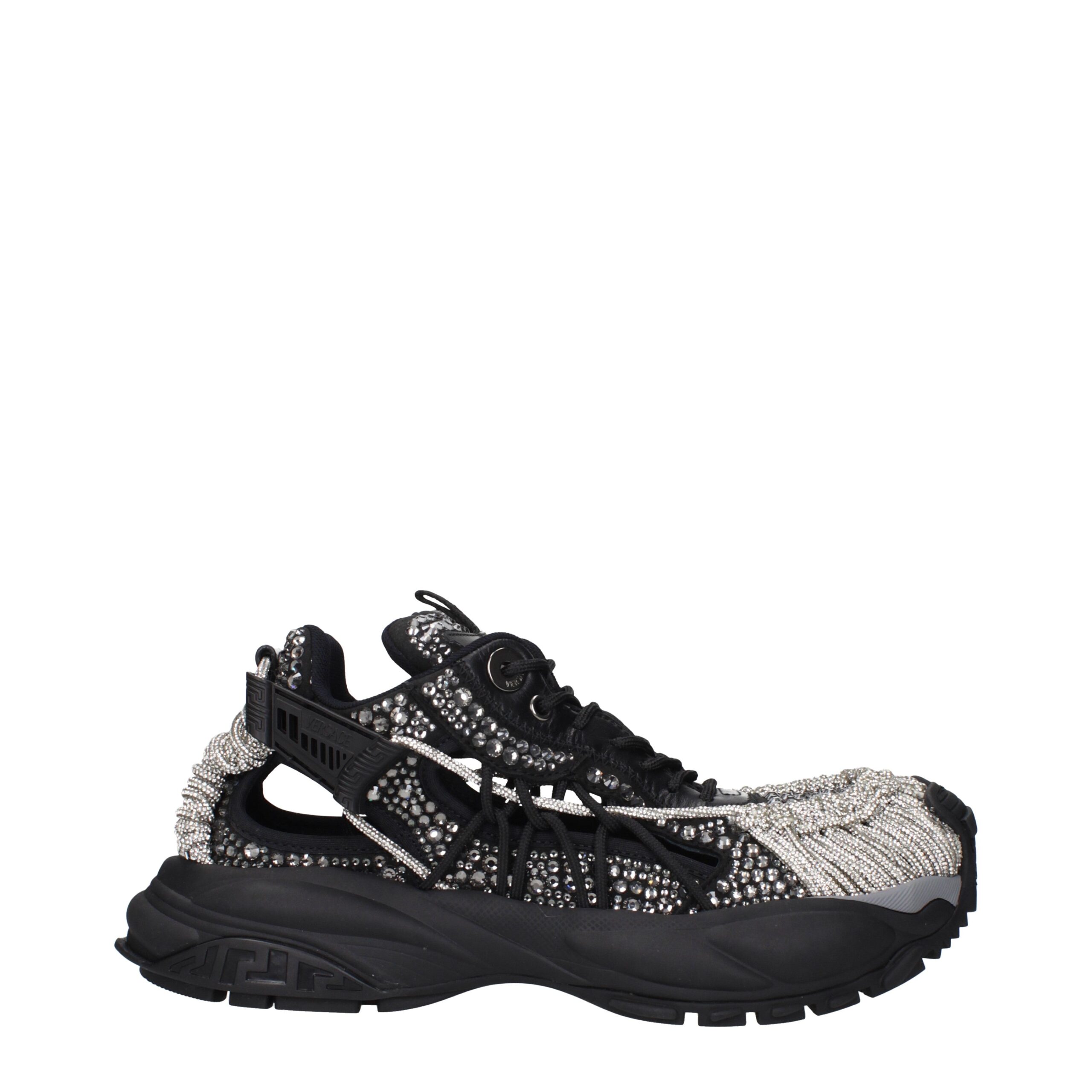 Black Fabric Chunky Sneakers