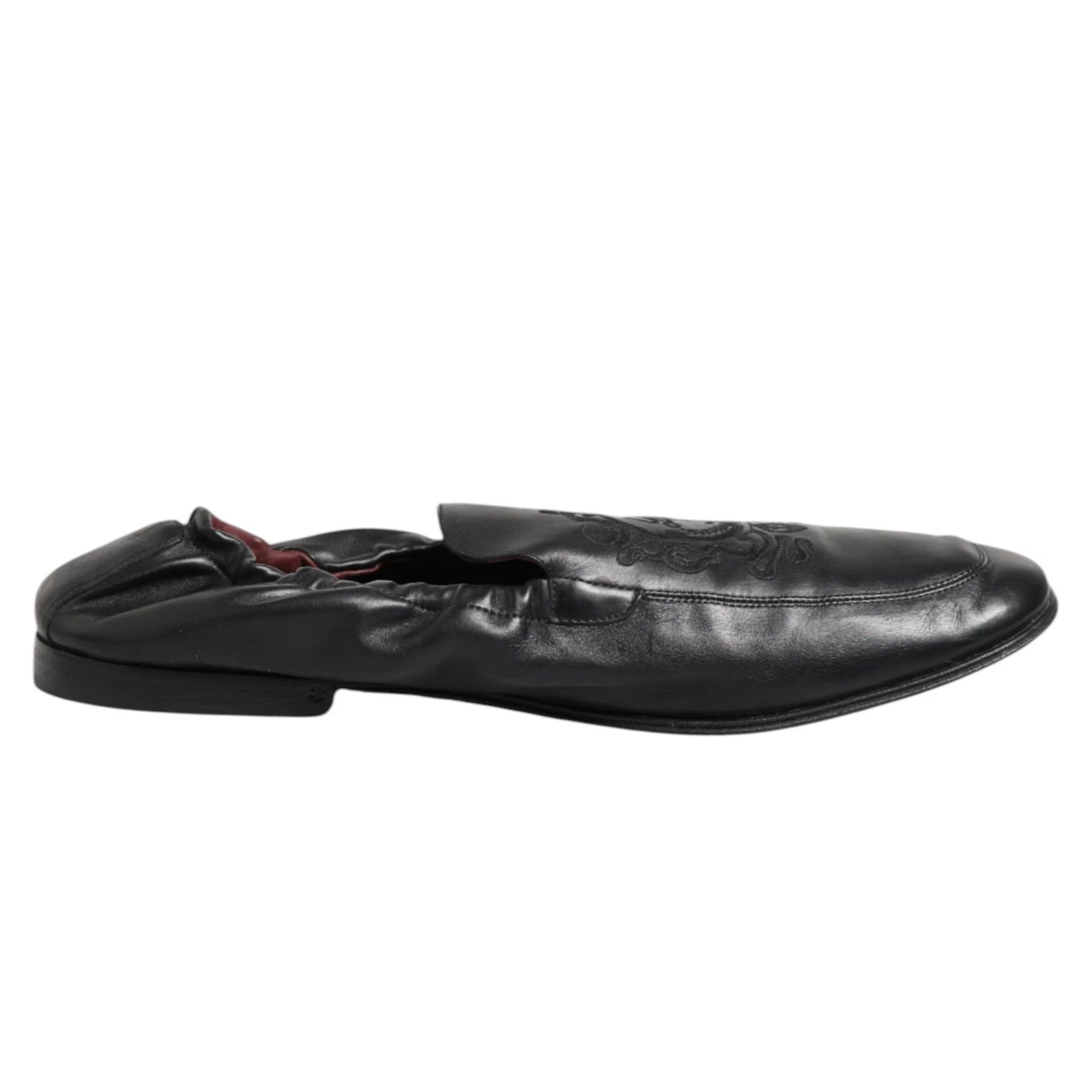 Black Leather Slip On Men Flat Loafers Shoes