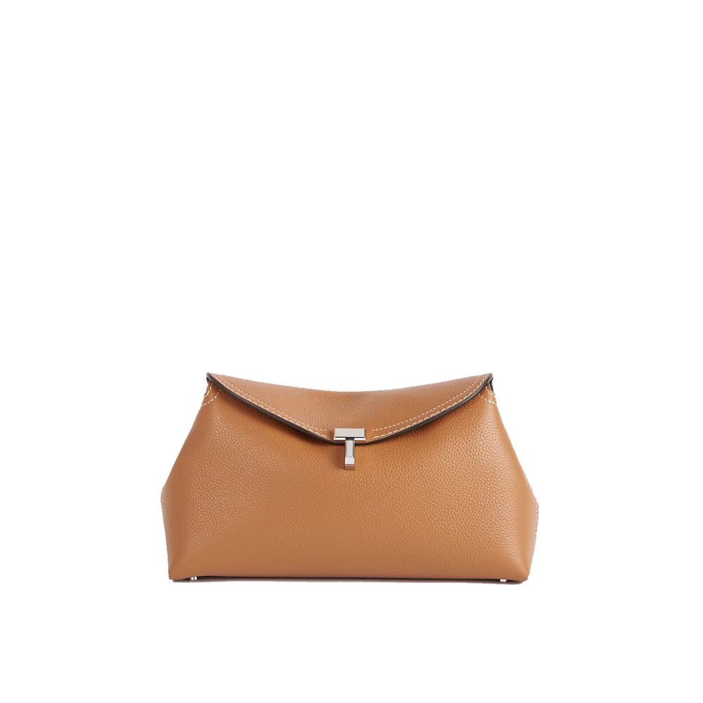 T-Lock grained-leather clutch Bag