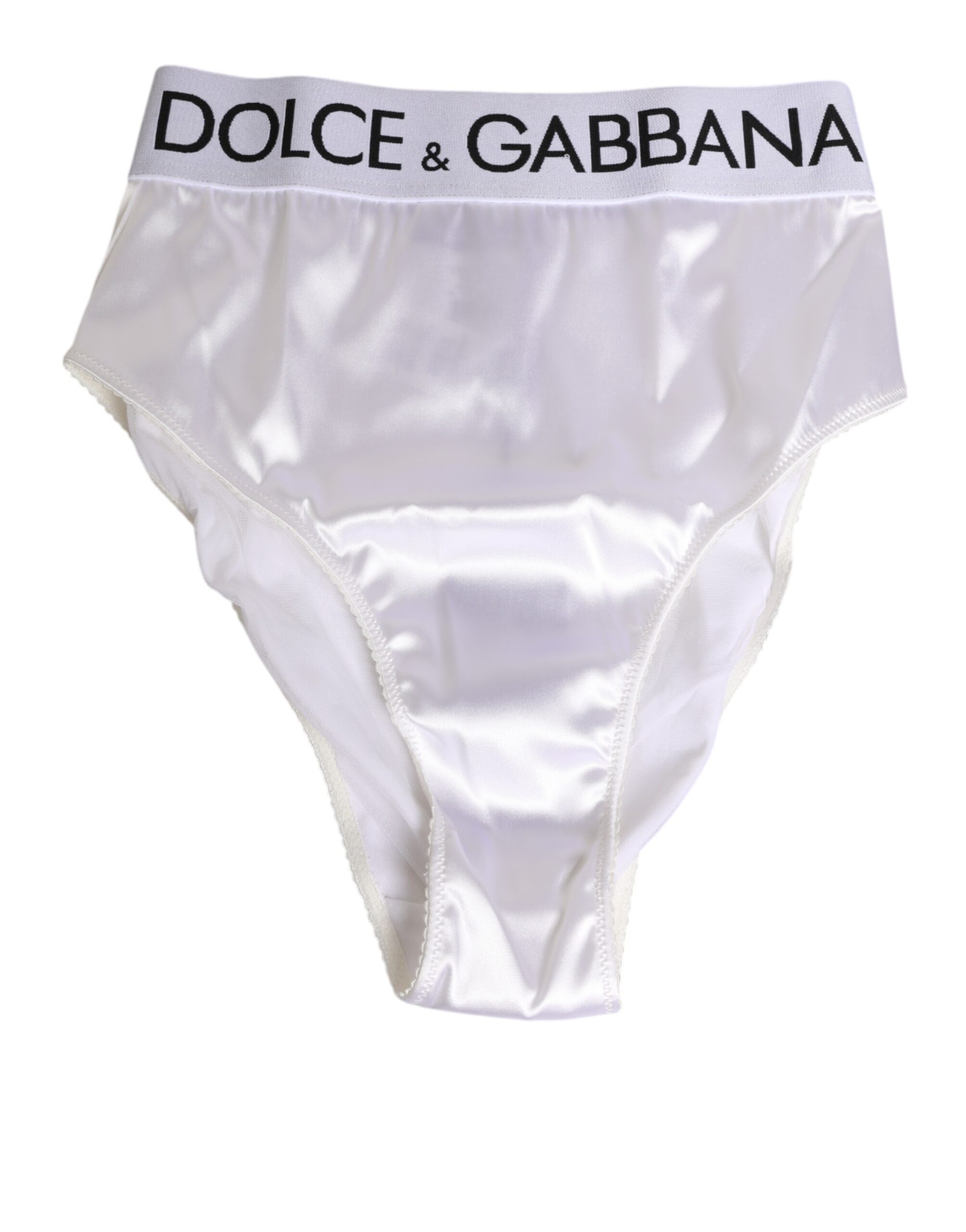 White Satin High-Waist Brief Logo Women Underwear