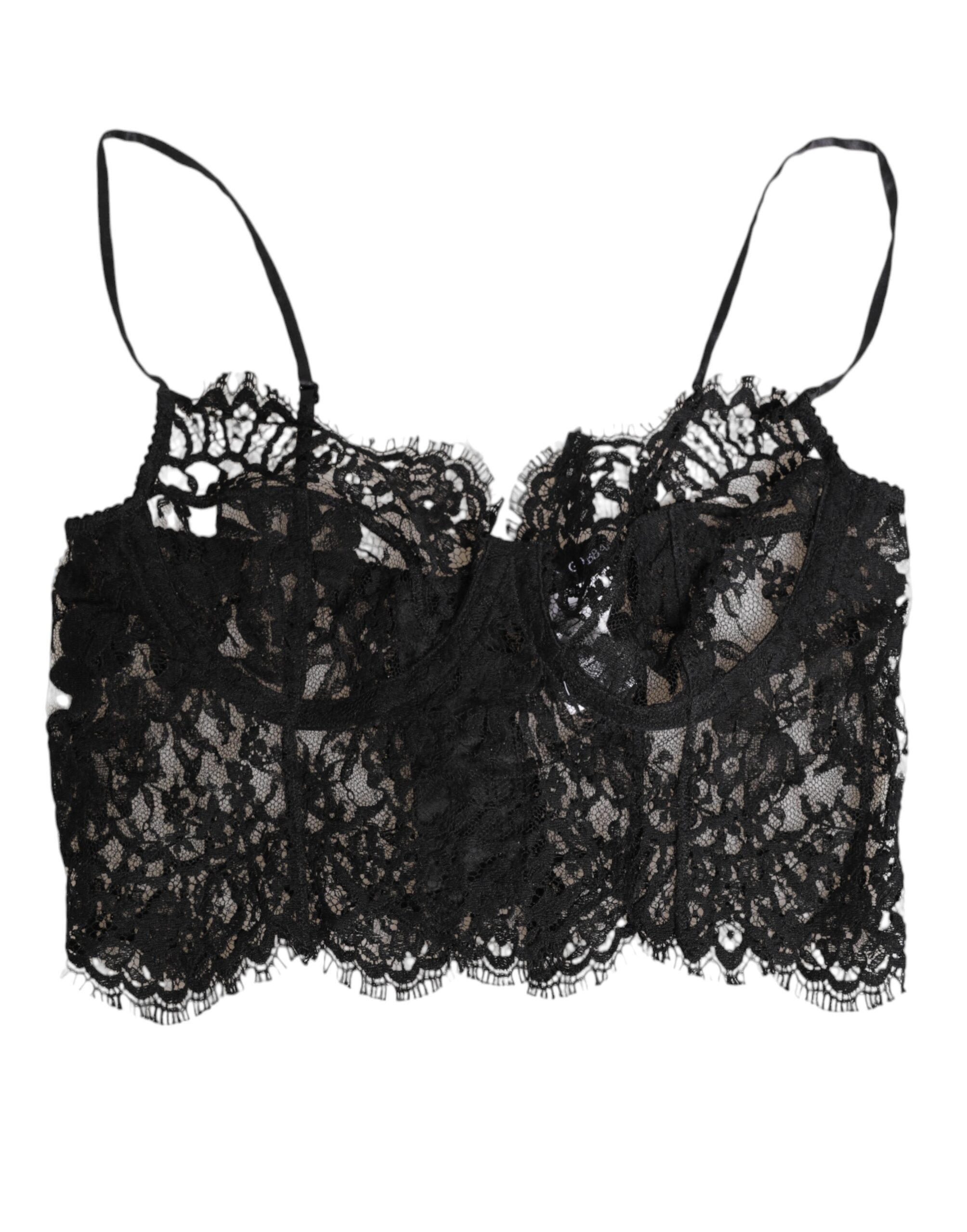 Black Floral Lace Bustier Top Camisole Underwear