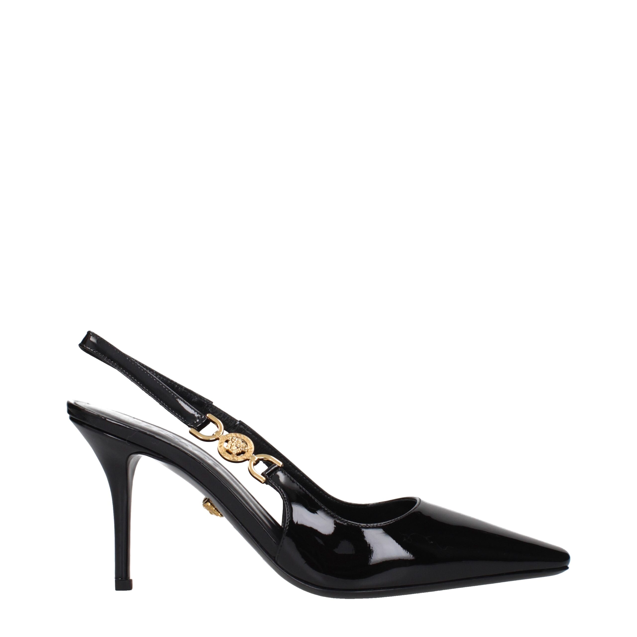 Black Leather High Heel Pumps