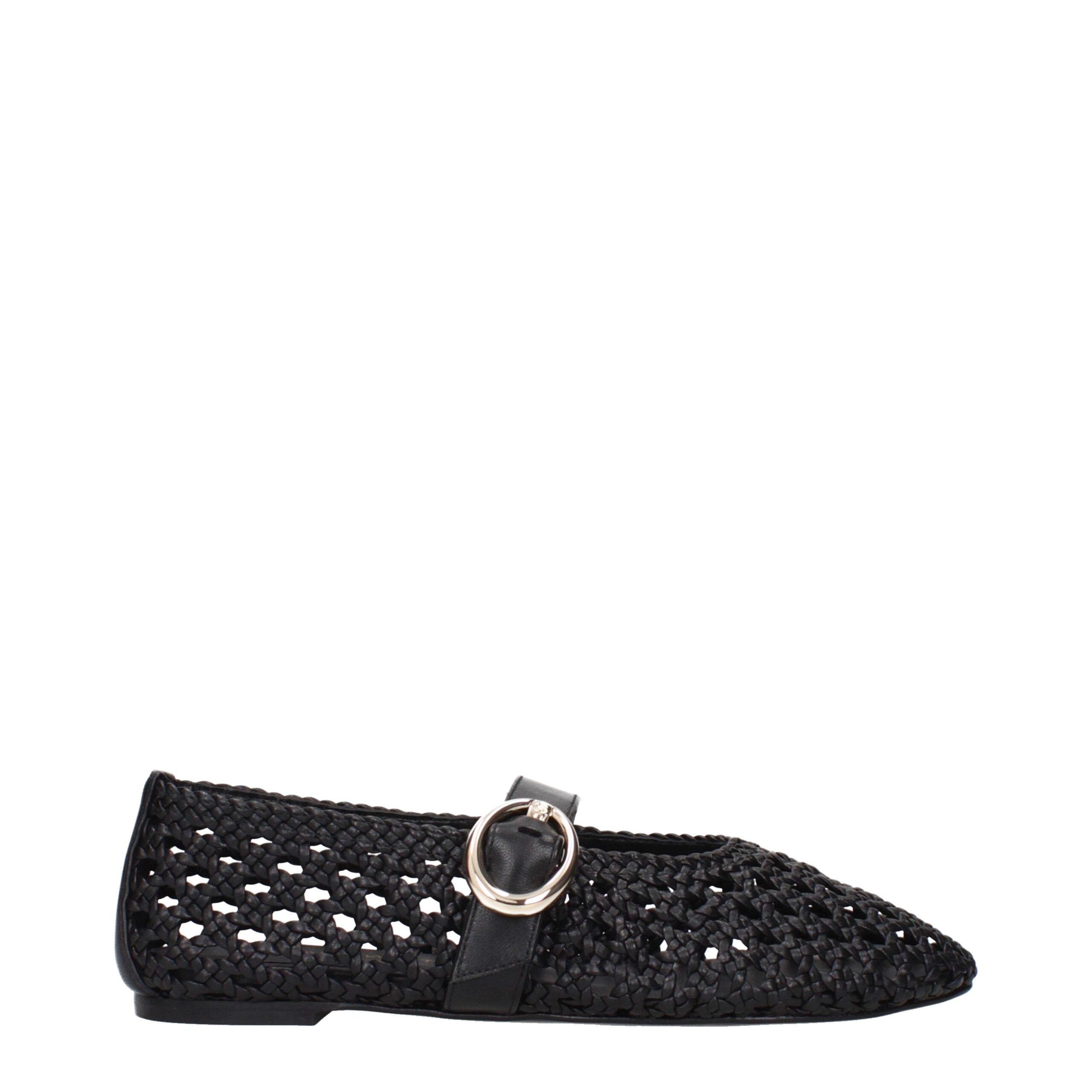 Black Leather Ballet Flats