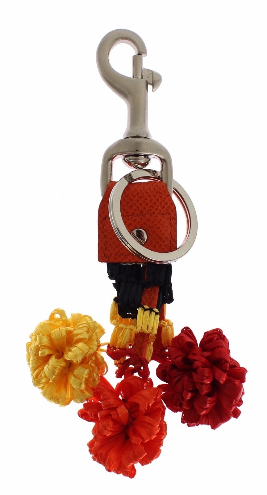 Red Raffia Leather Clasp Finder Keyring Keychain