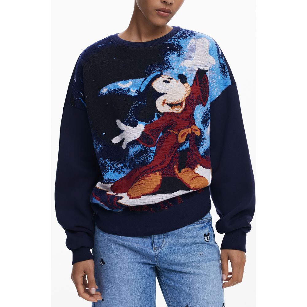 Blue Cotton Women Sweater