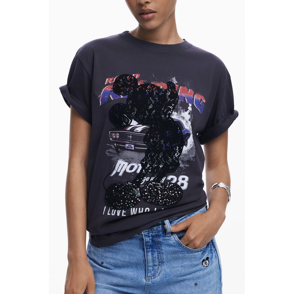 Black Cotton Women T-Shirt