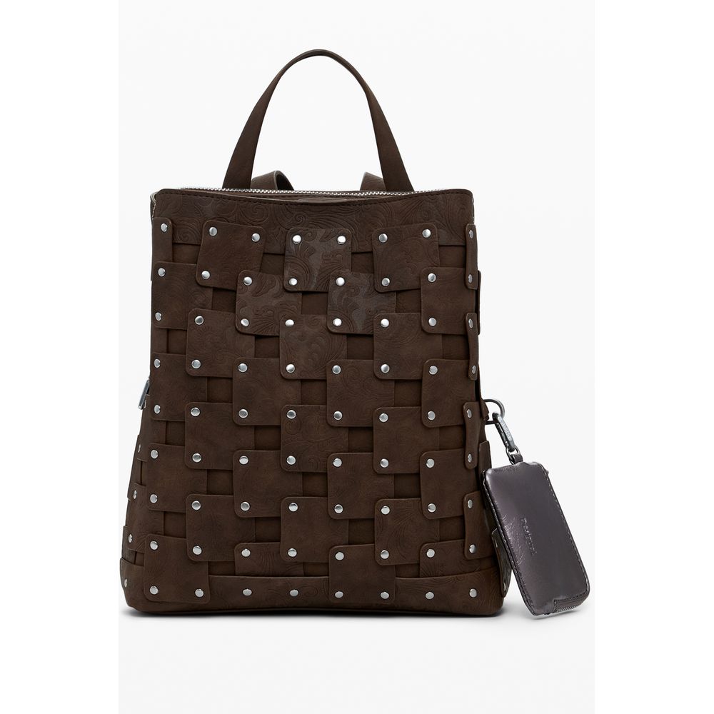 Brown Polyethylene Women Backpack