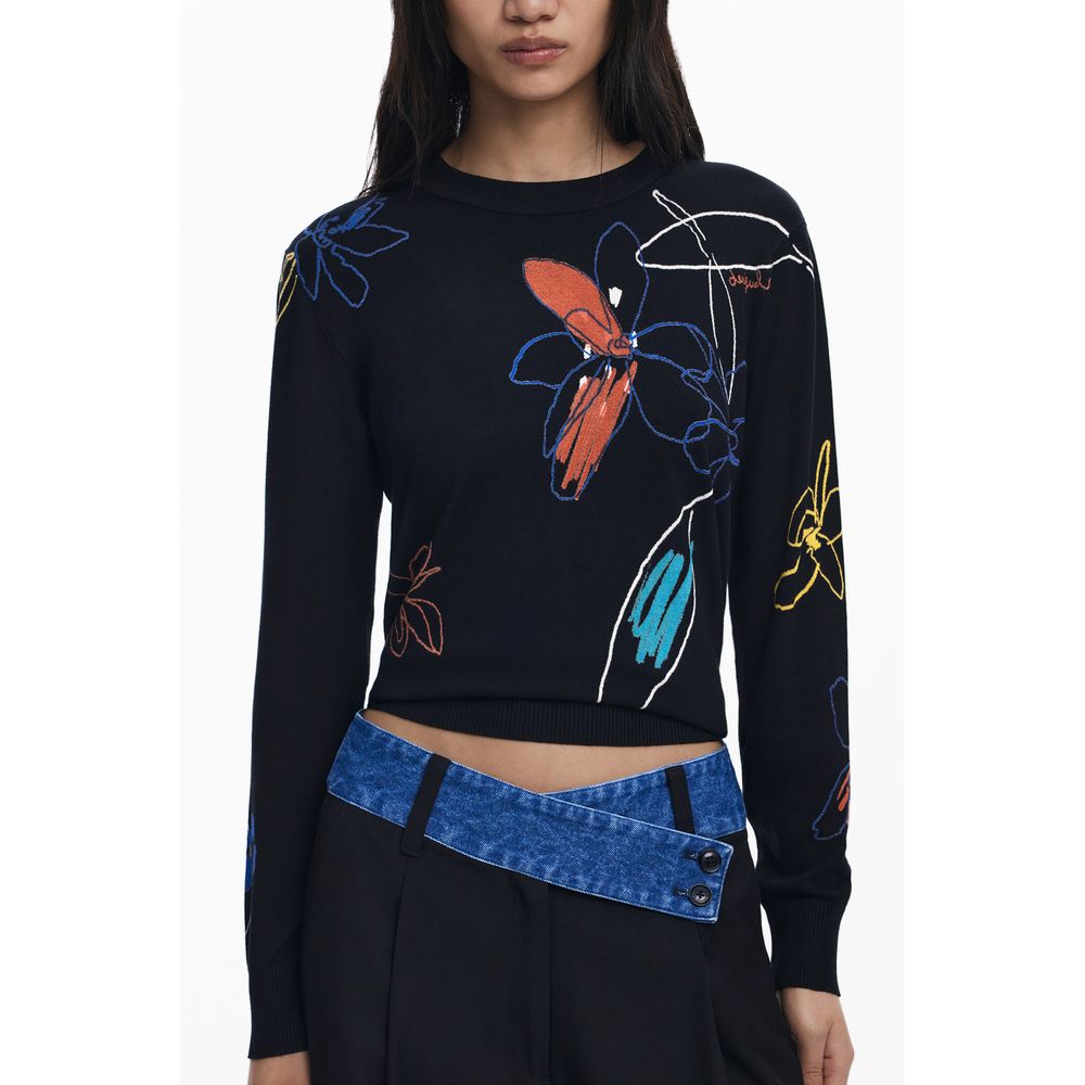 Black Viscose Women Sweater