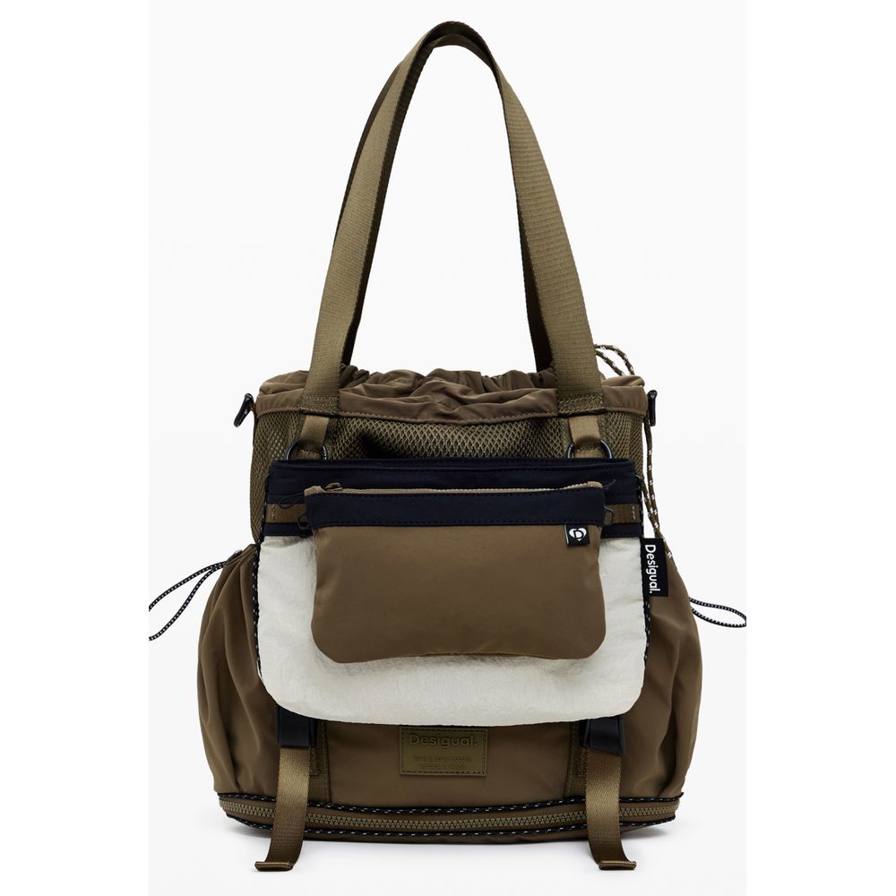 Green Polyester Women Convertible Handbag