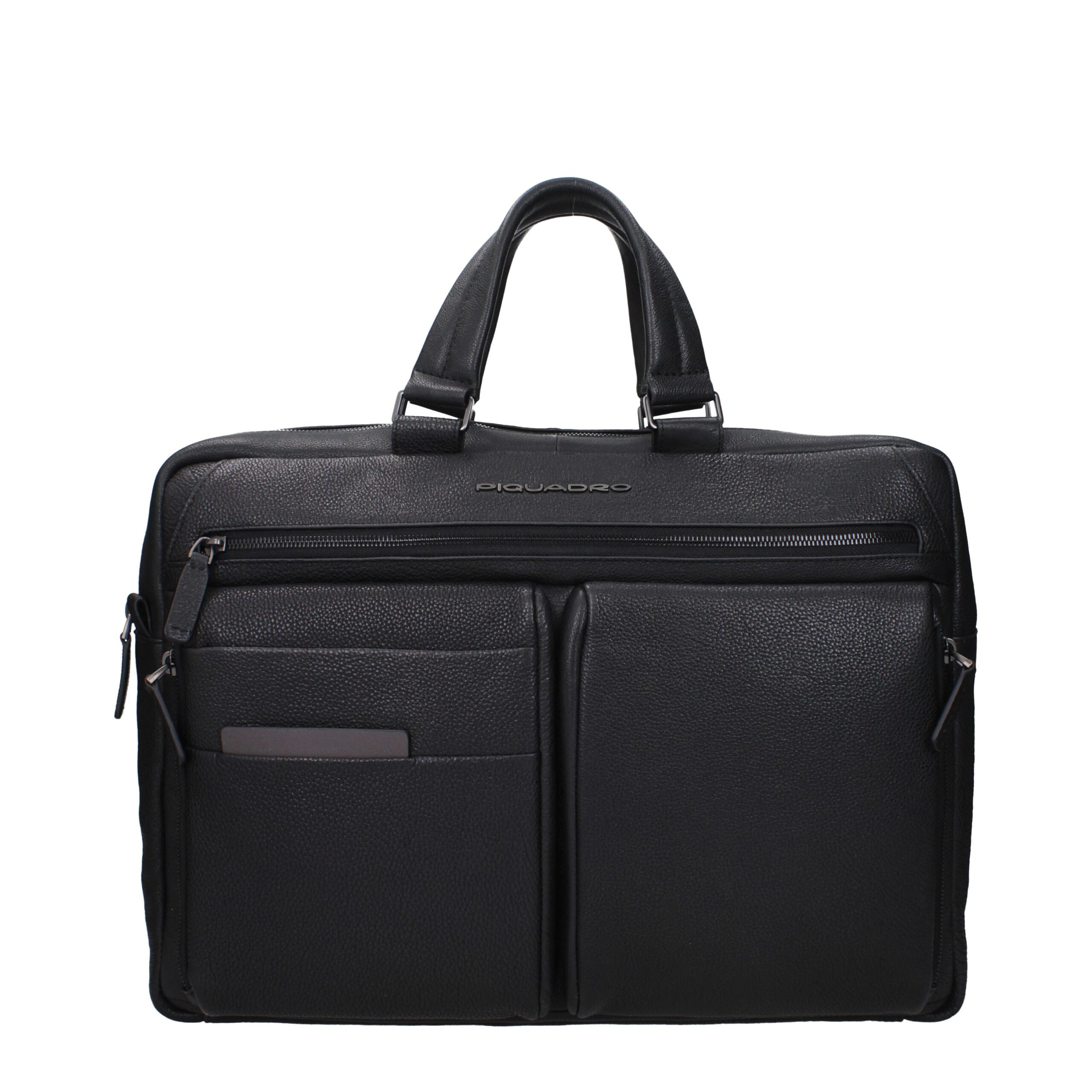 Black Leather Business And Laptop Bag