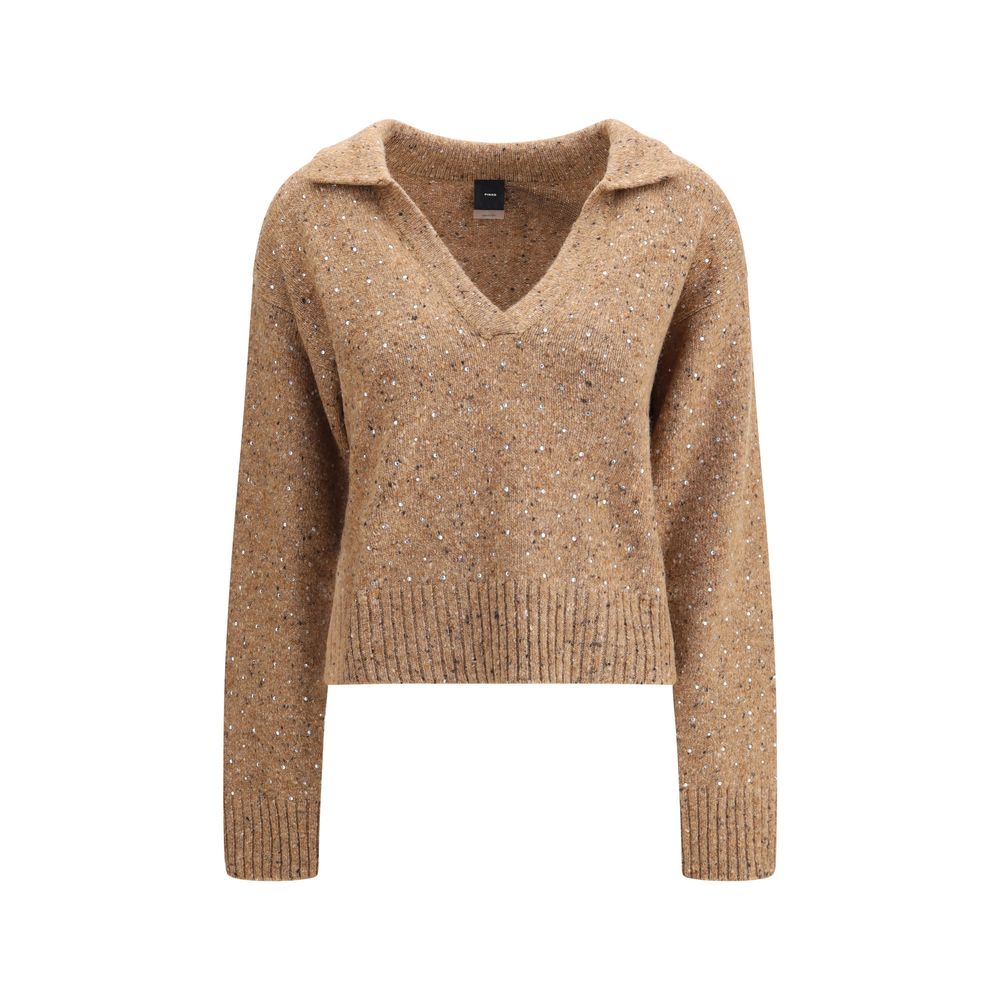 V-neck Sweater with rhinestones