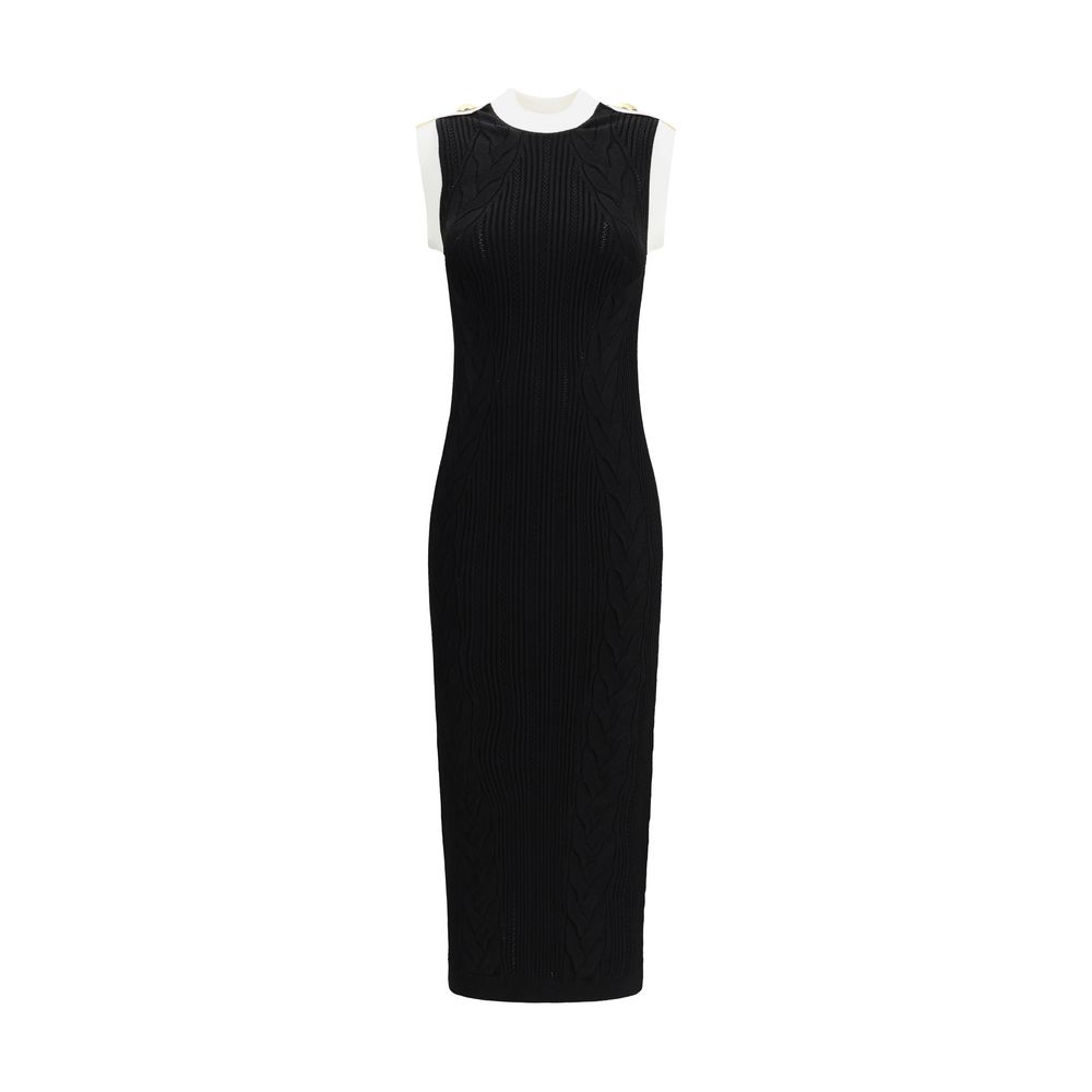 Sleeveless torsade knit long Dress
