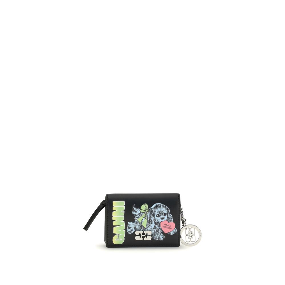 GANNI CARD HOLDER WITH FLAP BLUE DOG
