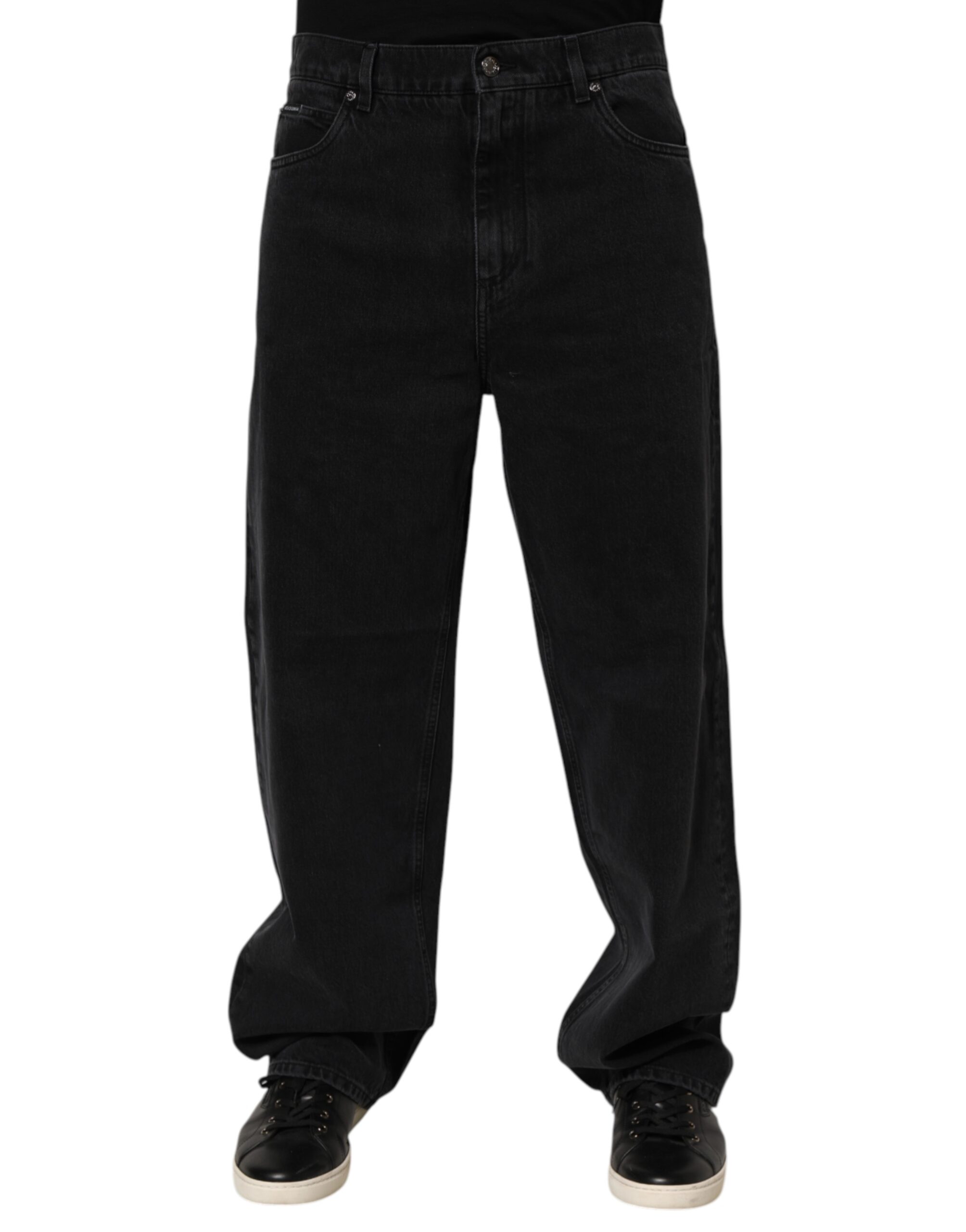 Black Denim Wide Leg Relaxed Fit Pants Jeans