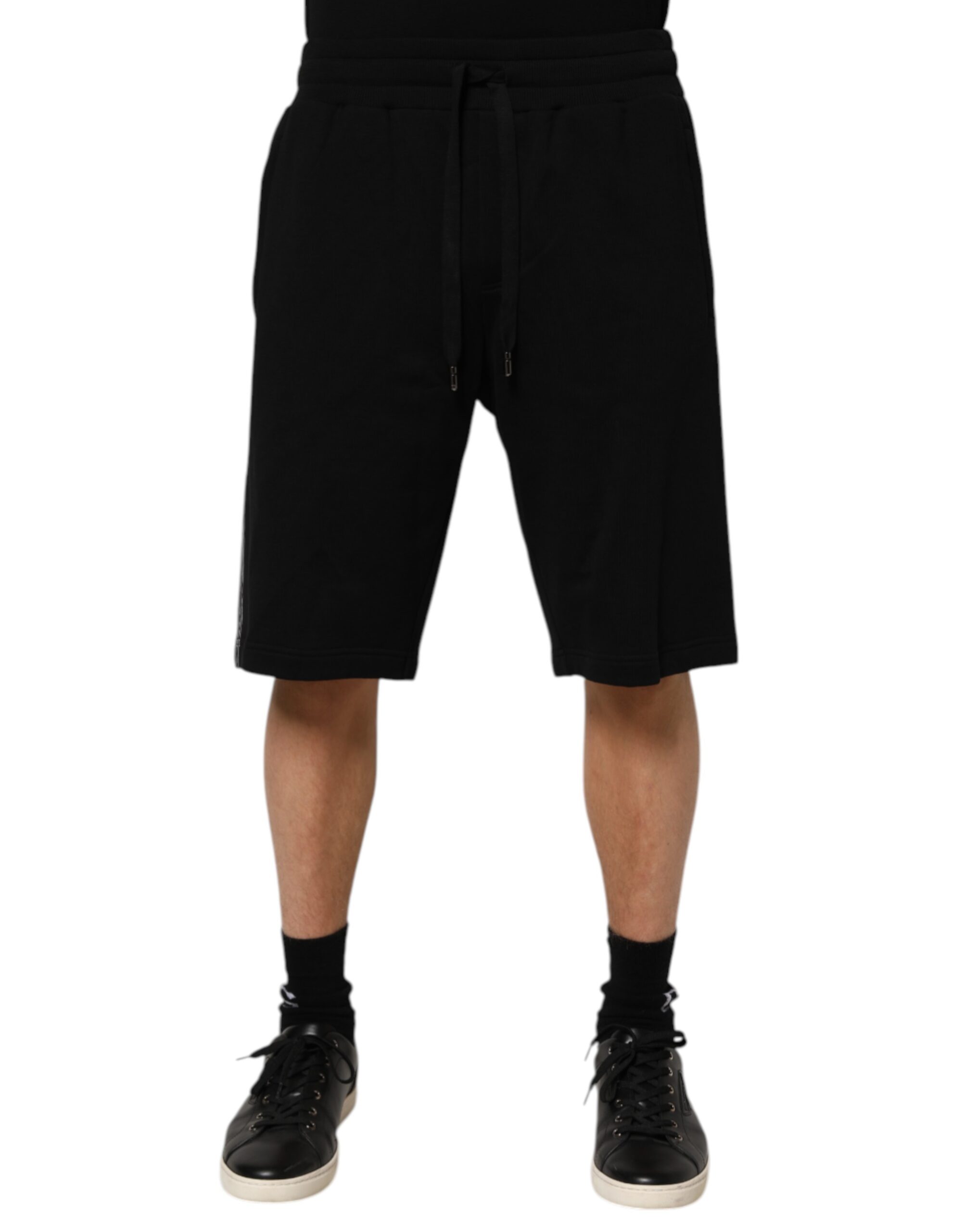 Black Cotton Mid Waist Casual Bermuda Short