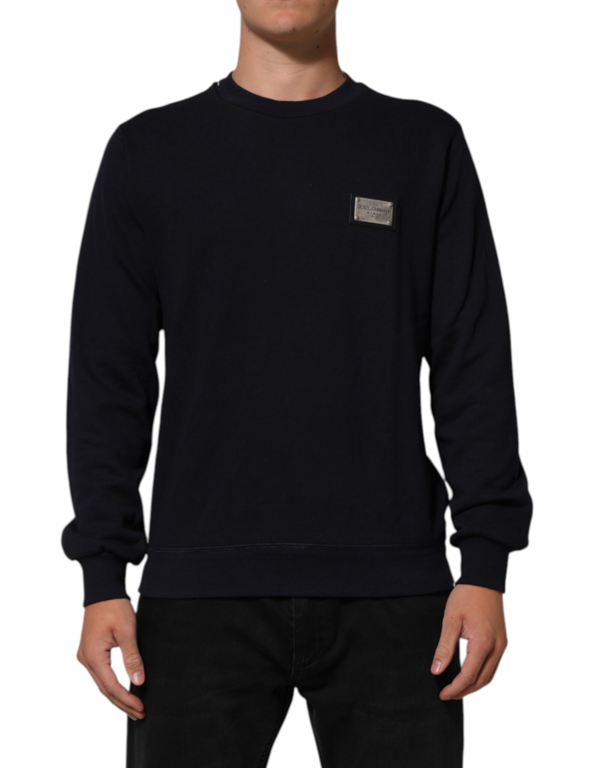 Black Logo Plaque CrewNeck Sweatshirt Sweater