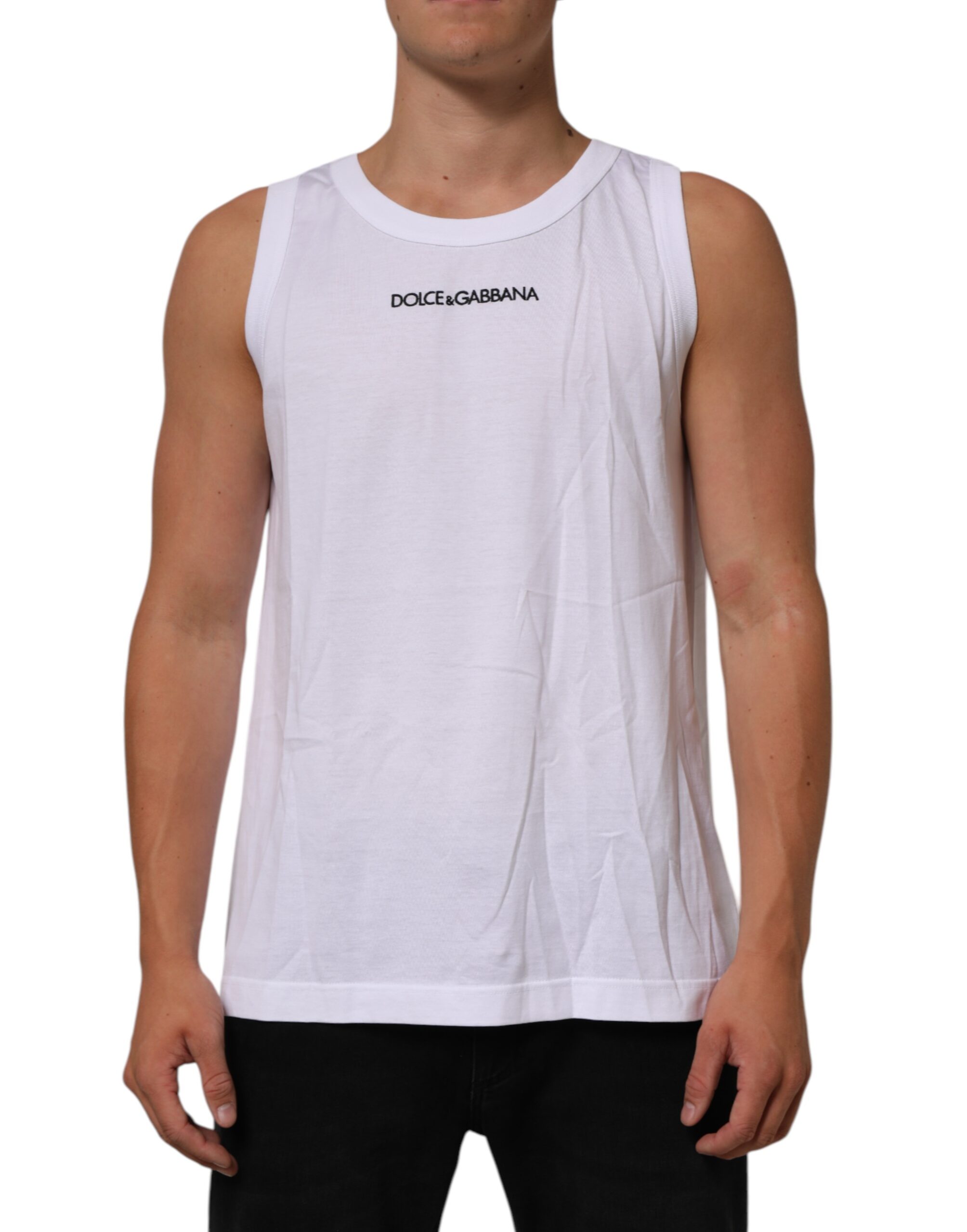 White Cotton Sleeveless Round Neck Tank Top T-shirt