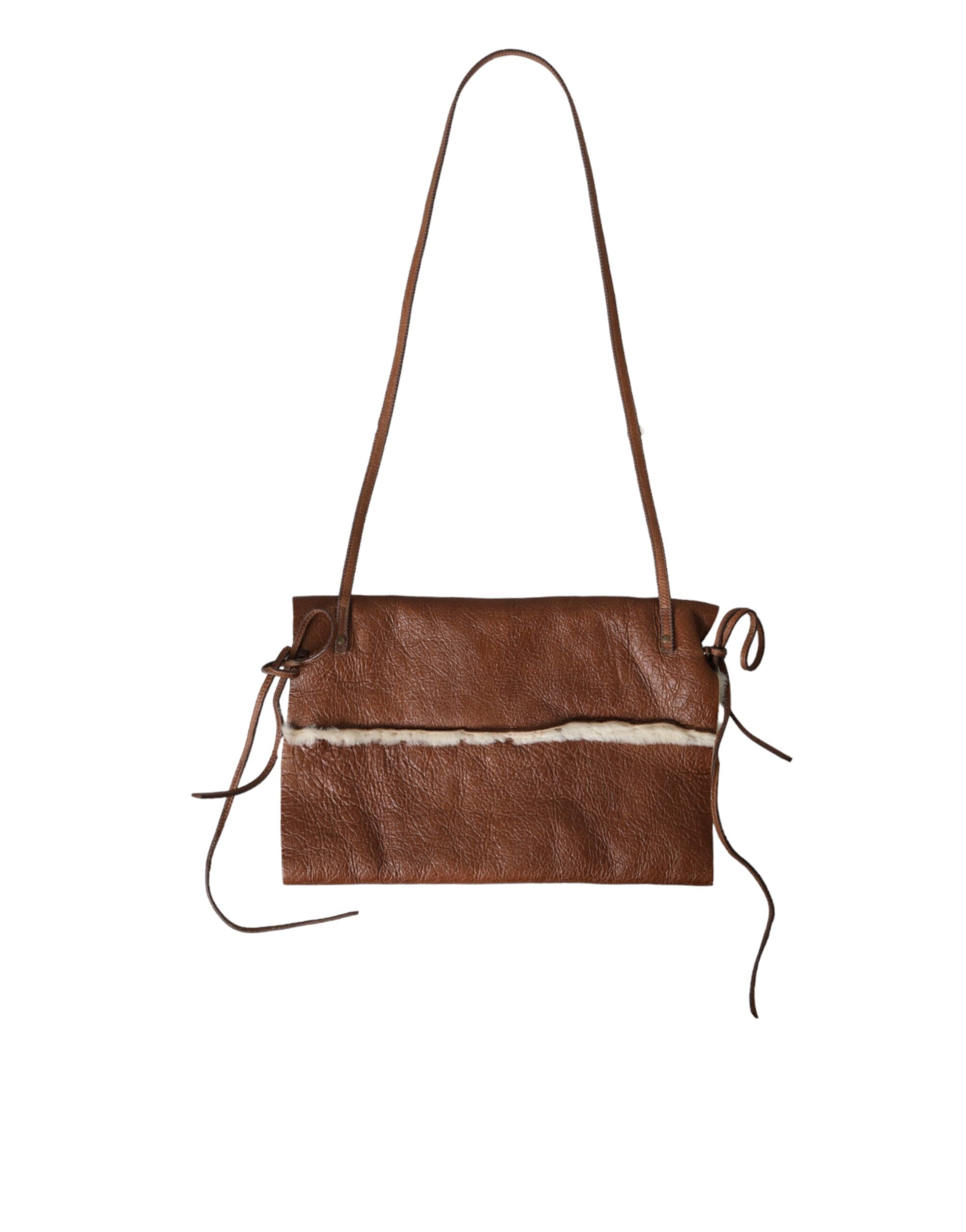 Brown Leather Fur Inner Lining Neck Strap WinterFleece Handwarmer