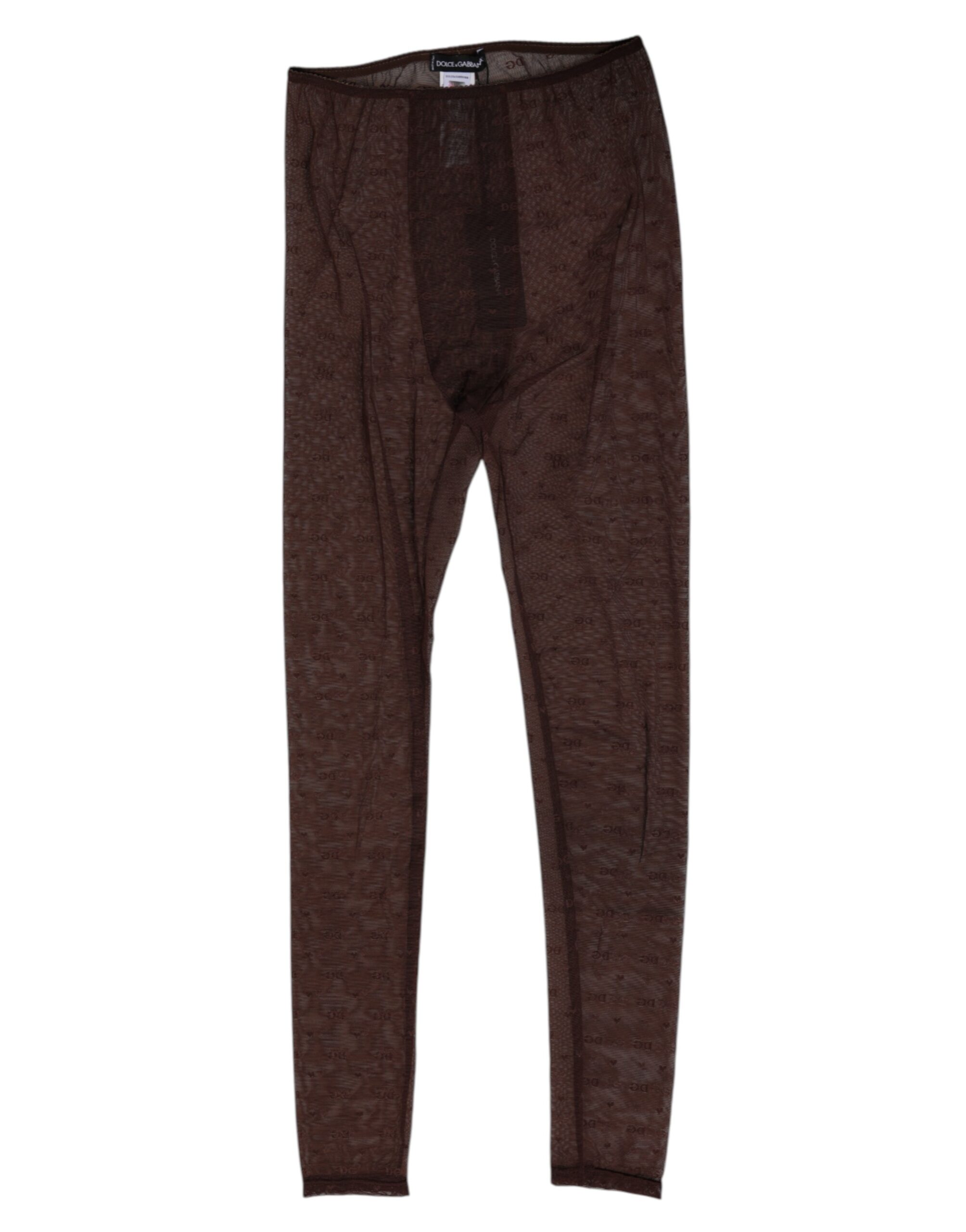 Brown Nylon Logo Lace Leggings Pants Underwear