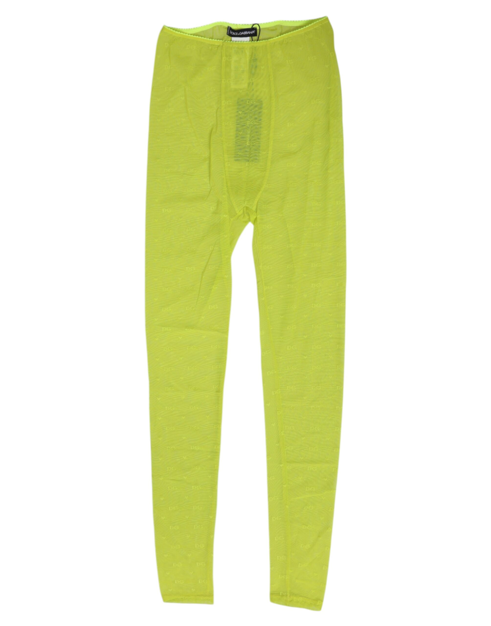 Neon Green Nylon Logo Lace Leggings Pants Underwear