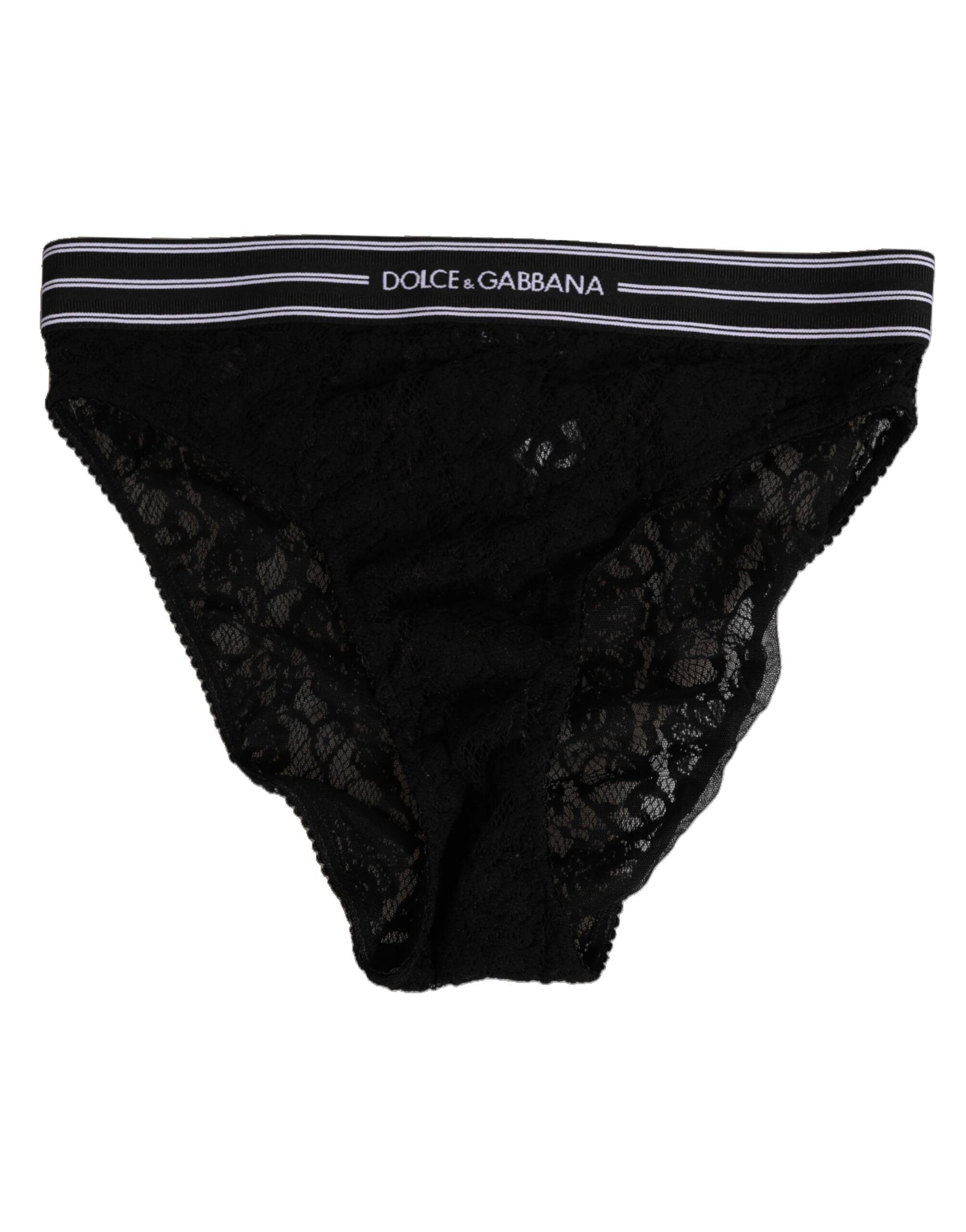 Black Lace Slip Brief Logo Waistband  Underwear
