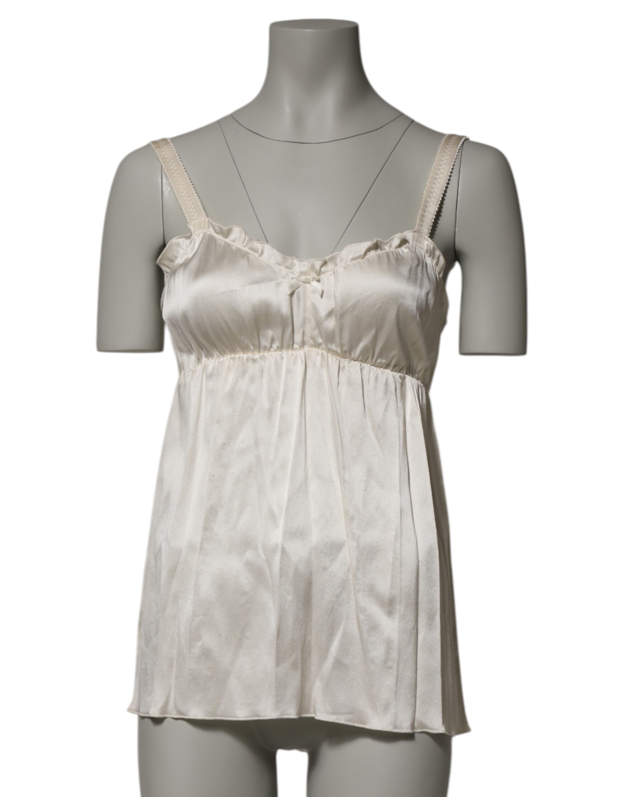 Ivory Satin Lace Tank Lingerie Top Underwear