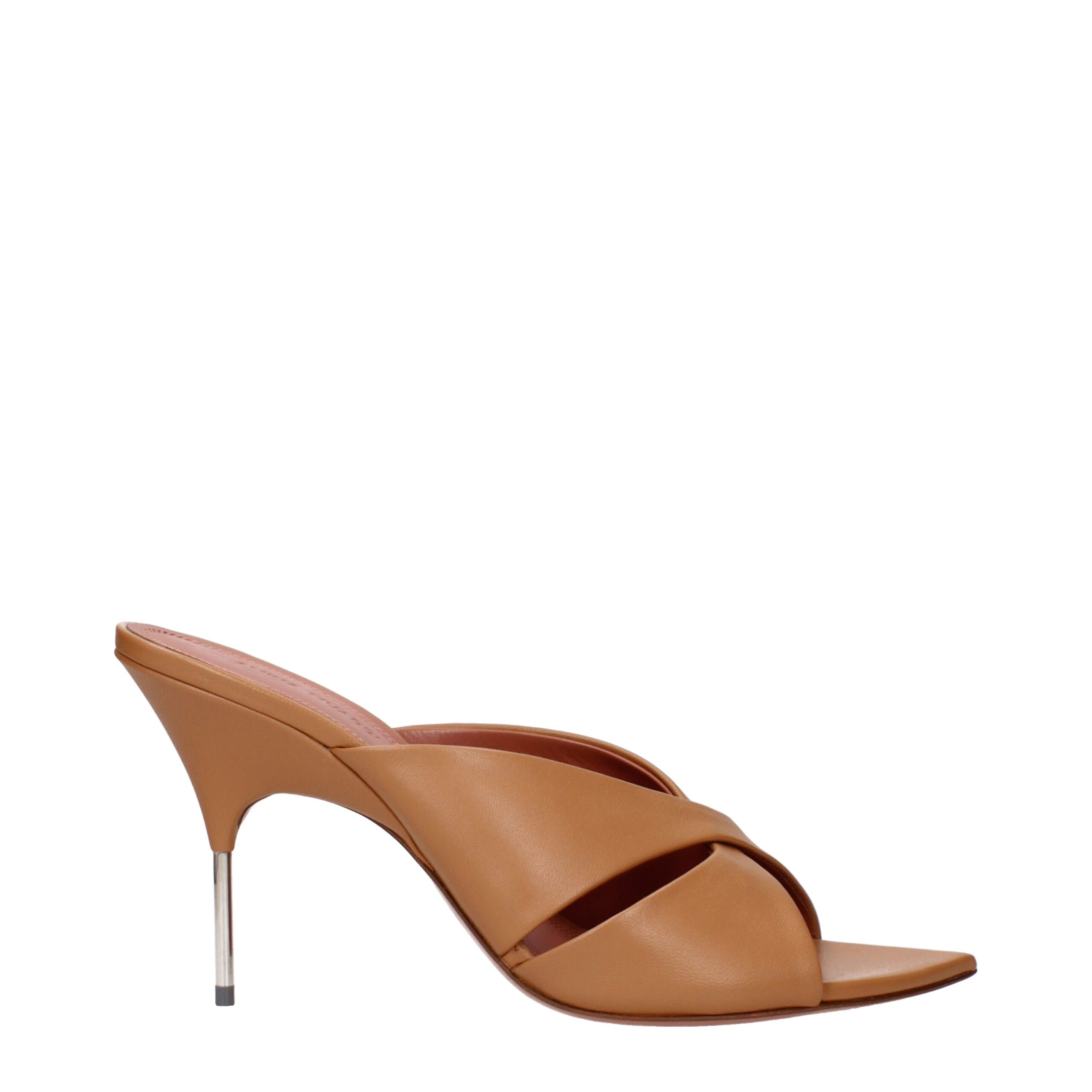 Brown Leather Stiletto Heels Sandals