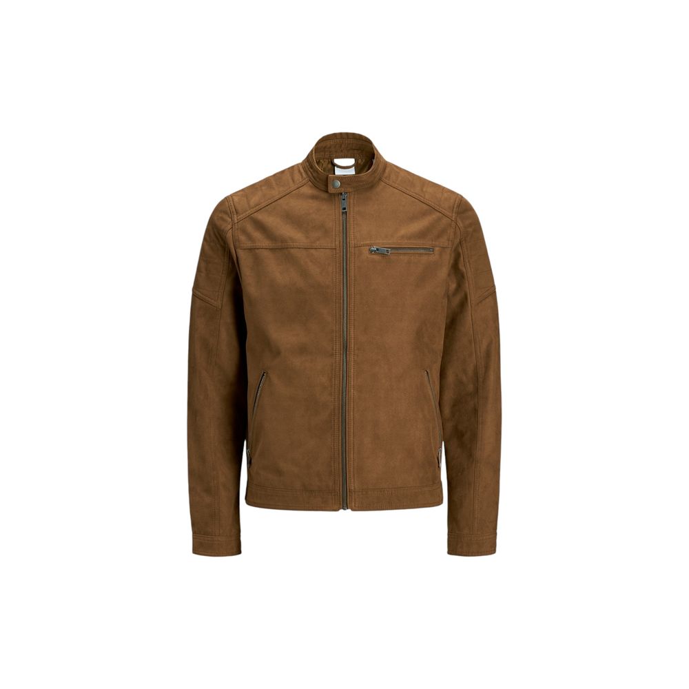 Beige Artificial Leather Jackets & Coat