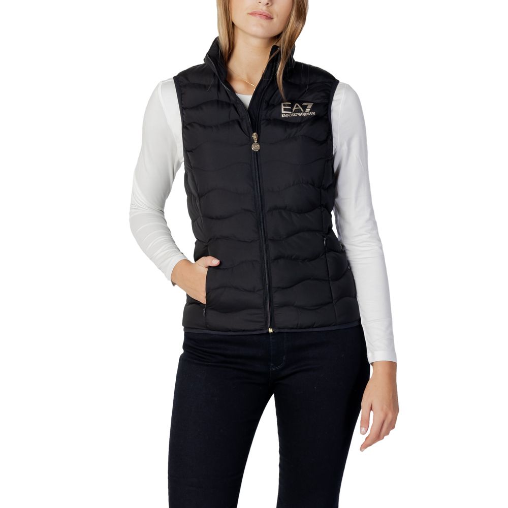Black Polyester Sleveless Jacket