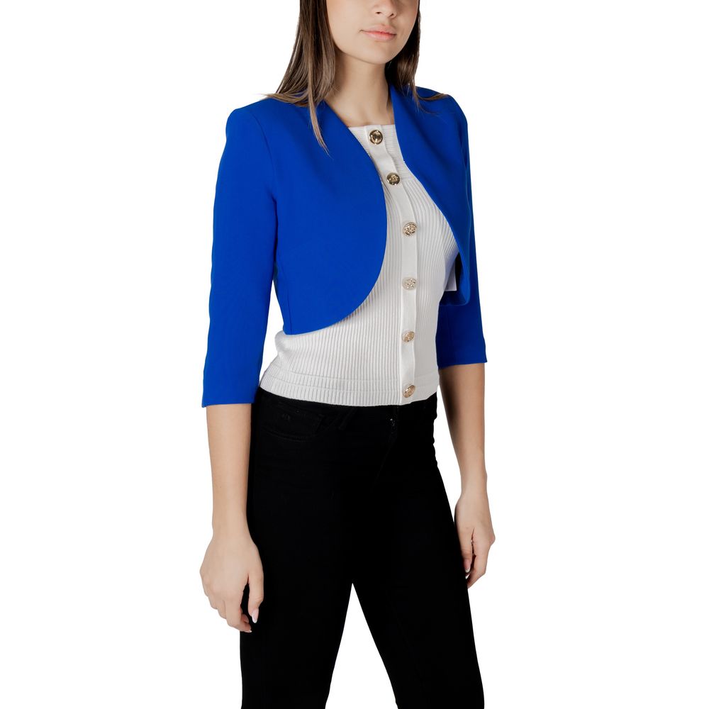 Blue Polyester Full-Length Jacket - Thumbnail 3