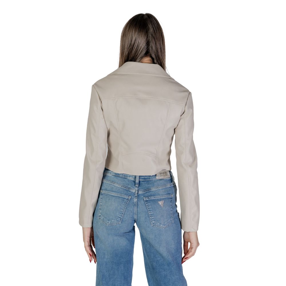 Beige Polyethylene Biker Jacket - Thumbnail 2