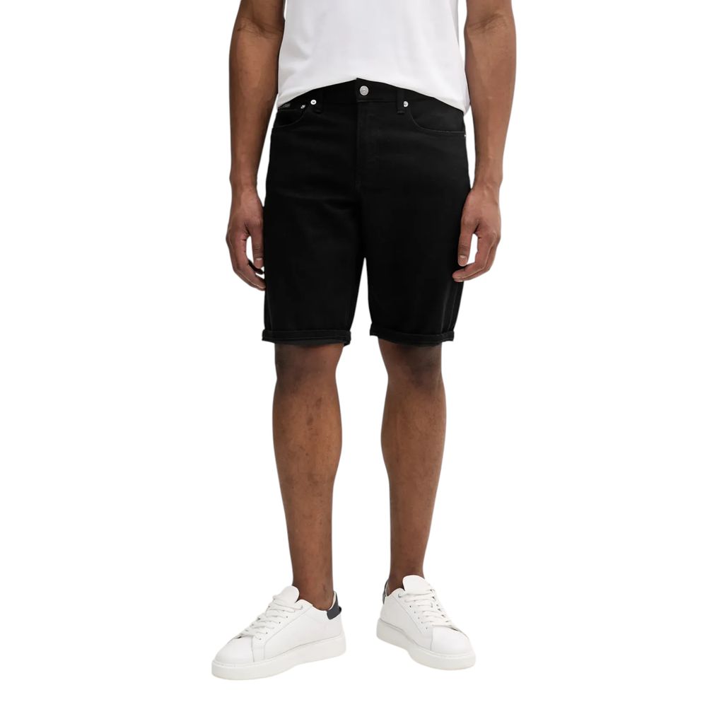 Black Cotton Bermuda Shorts