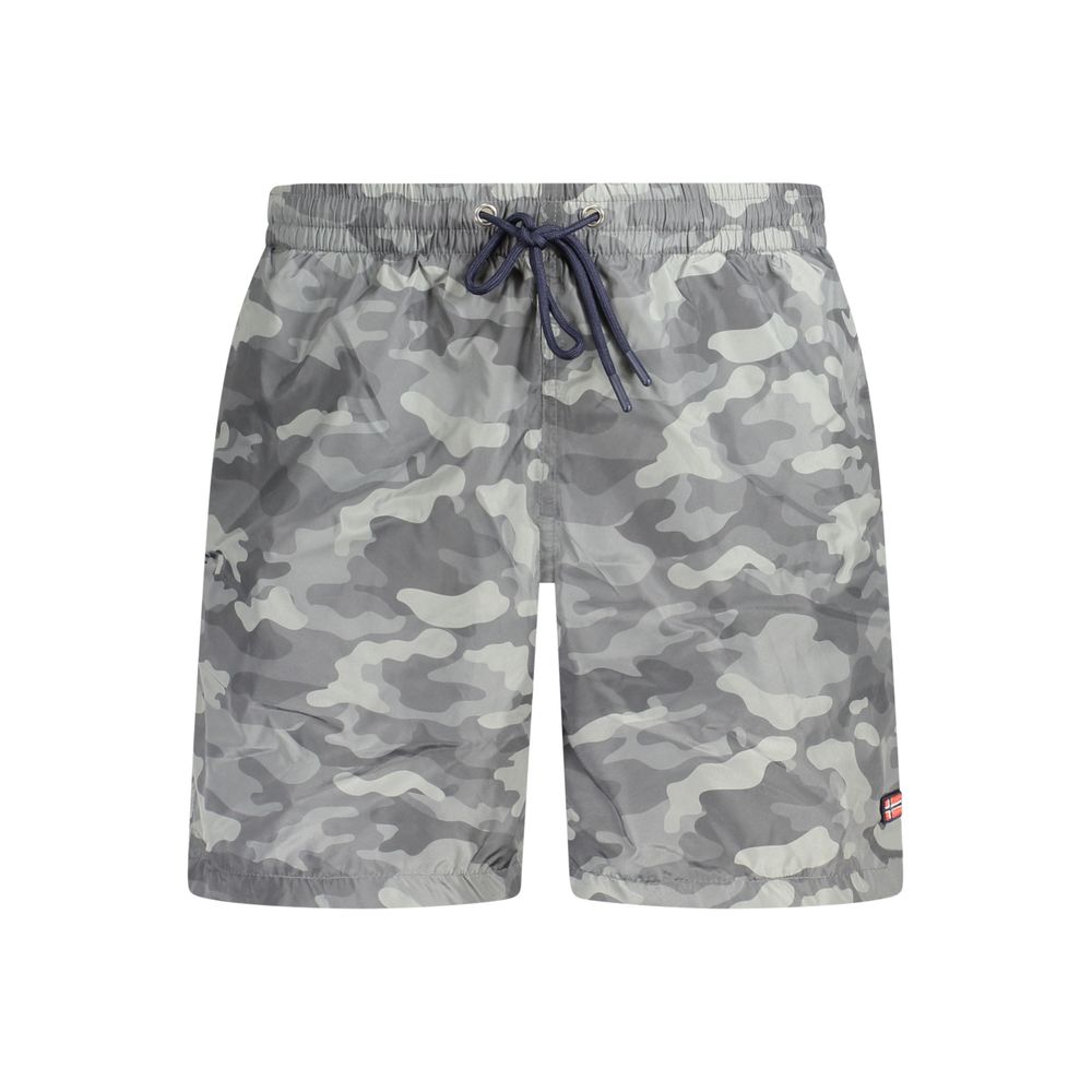 Black Polyester Men's Swim Boxer