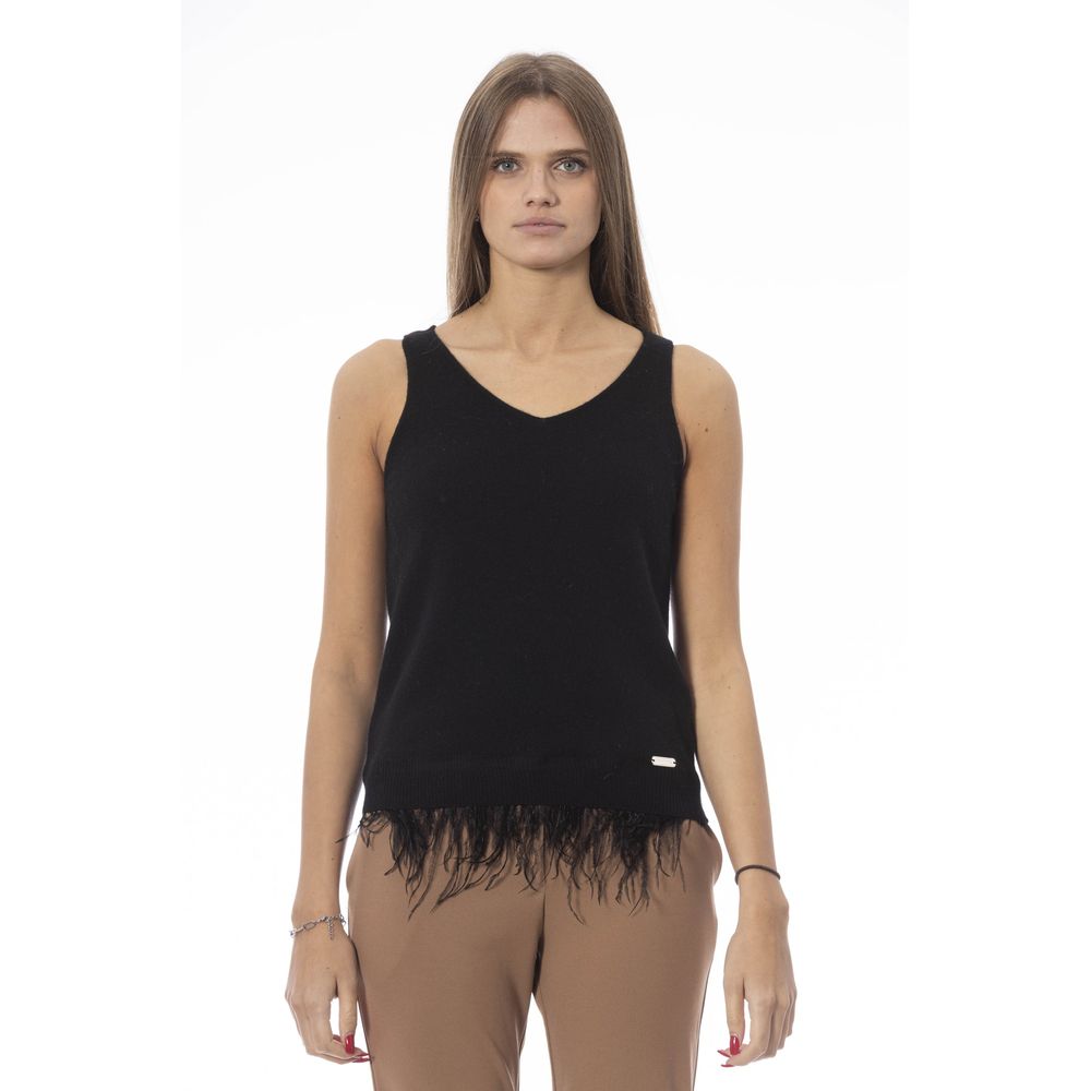 Black Wool Women Tank Top