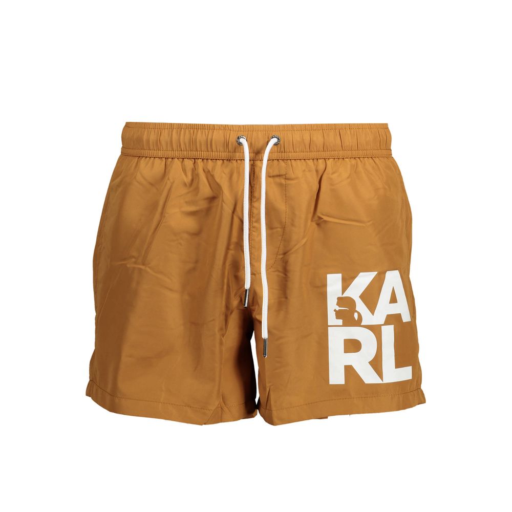 Brown Polyester Swimwear