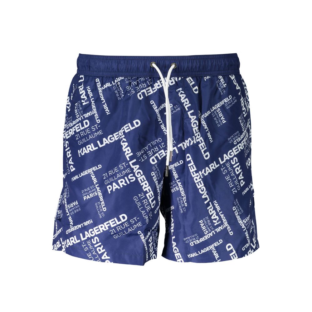 Blu Polyester Men Swim Boxer