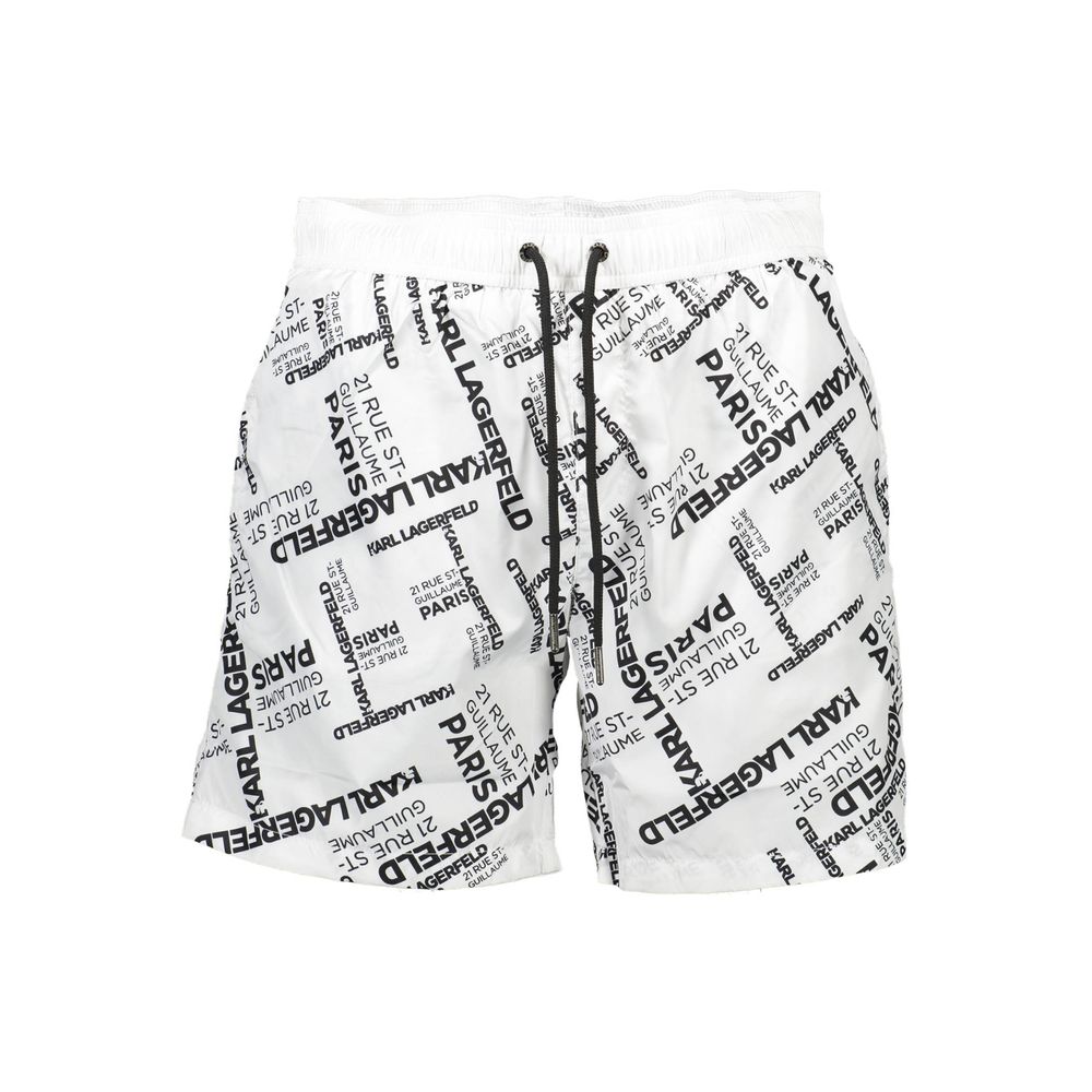 White Polyester Men's Swim Boxer