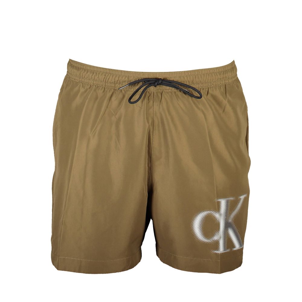 Brown Polyester Swimwear