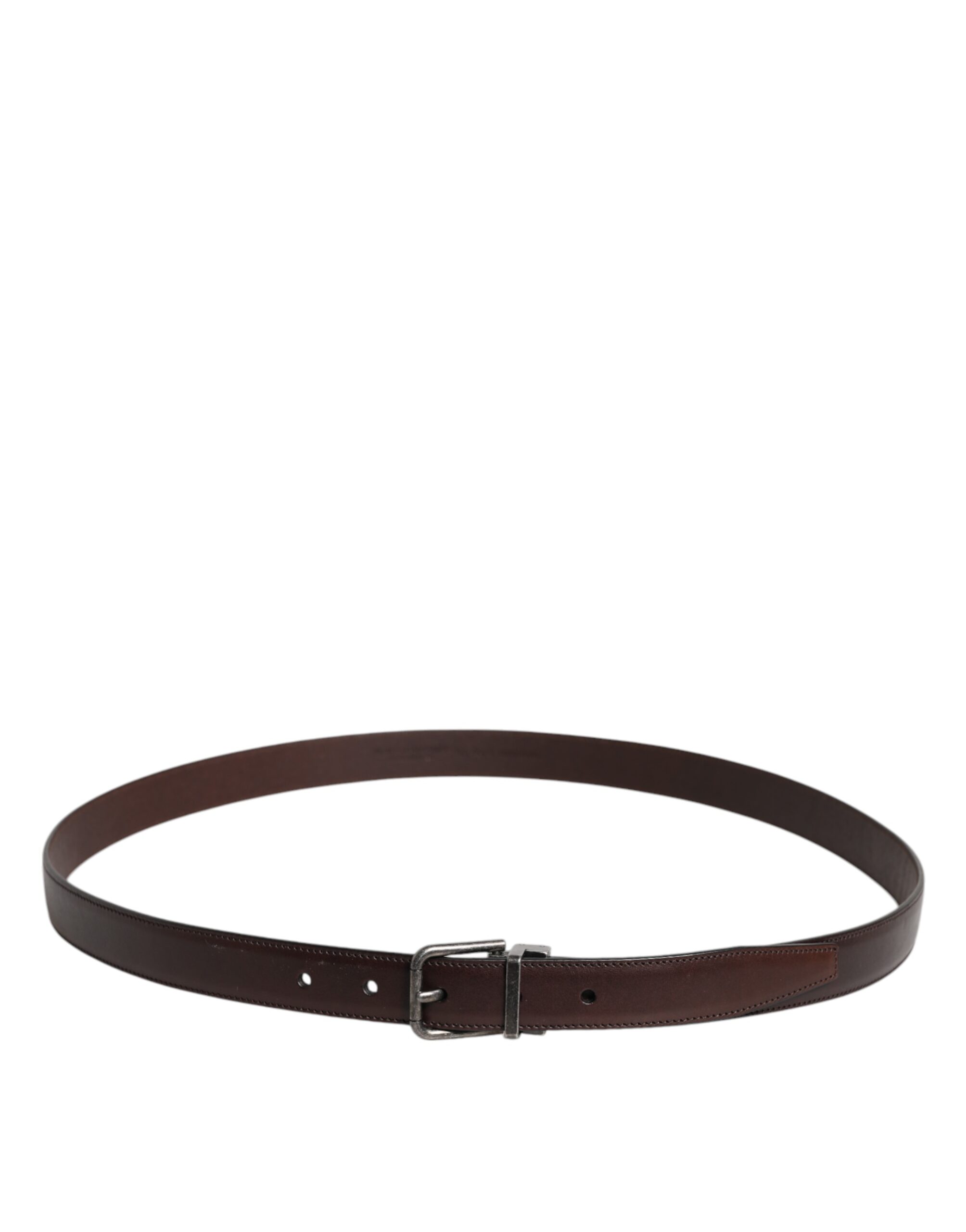 Dark Brown Leather Antique Silver Buckle Belt - Thumbnail 3