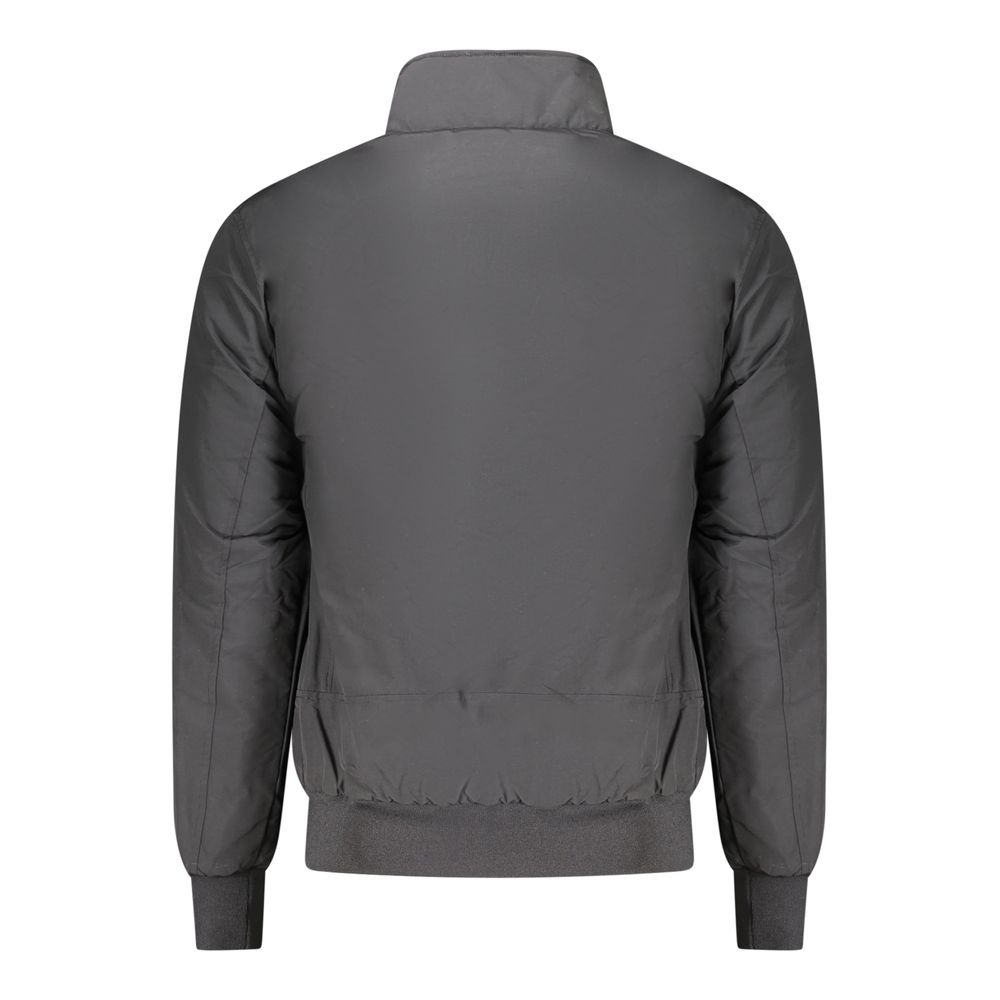 Black Polyester Men's Bomber Jacket - Thumbnail 2