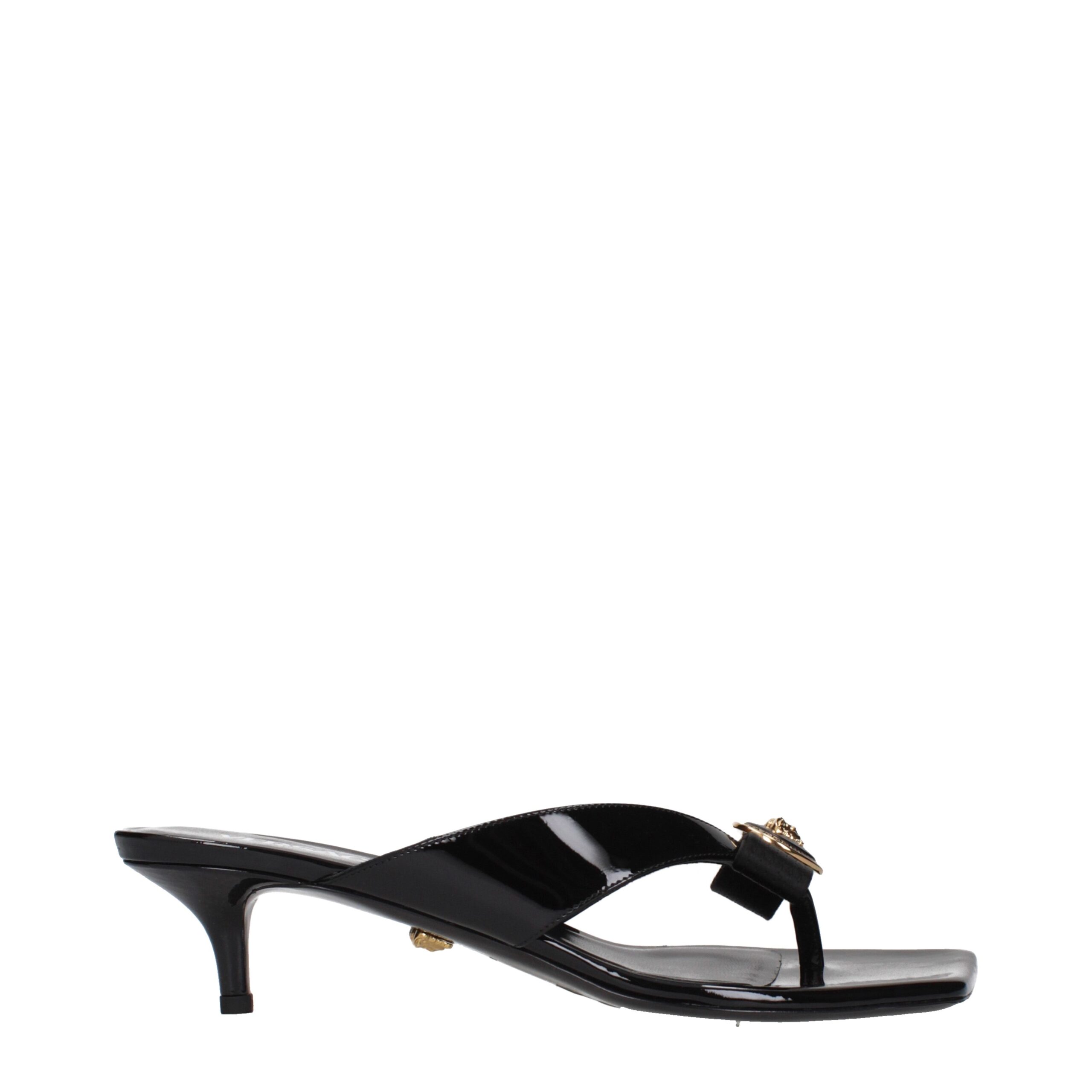 Black Leather Stiletto Heels Sandals
