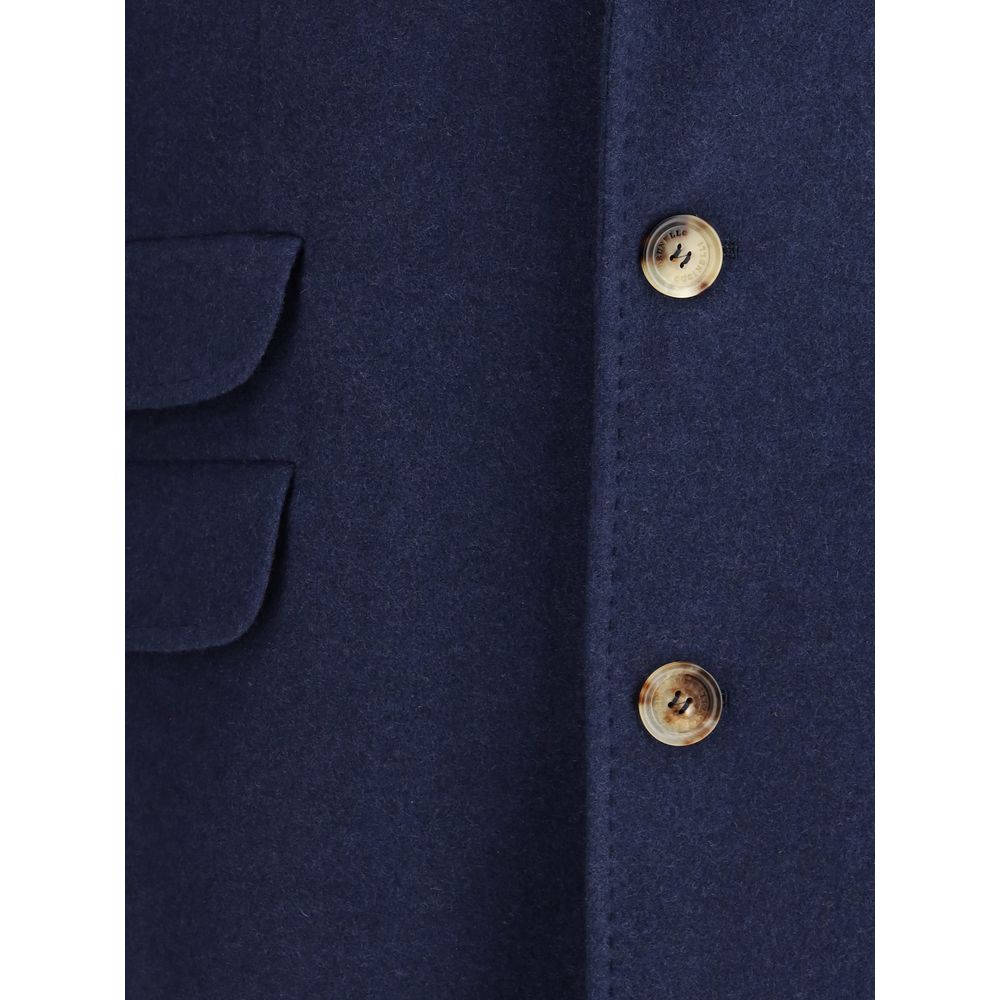 Blue Cashmere Coat - Thumbnail 3