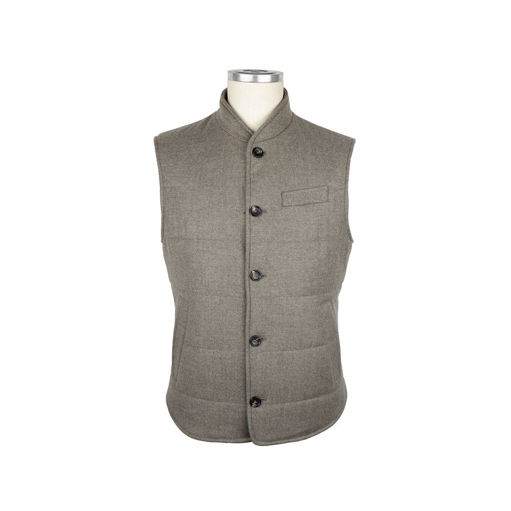 Brown Wool Sleveless Jacket
