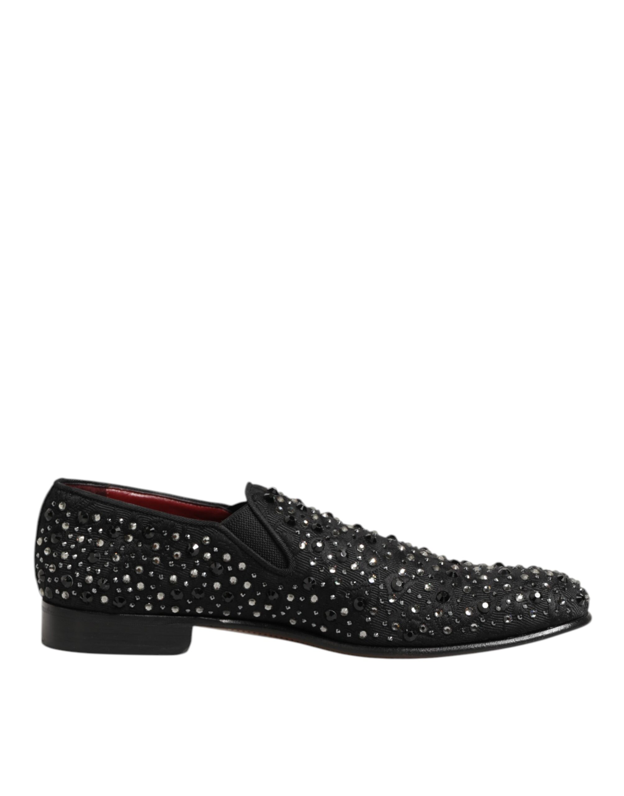 Black Suede Crystal Embellished Loafer Shoes