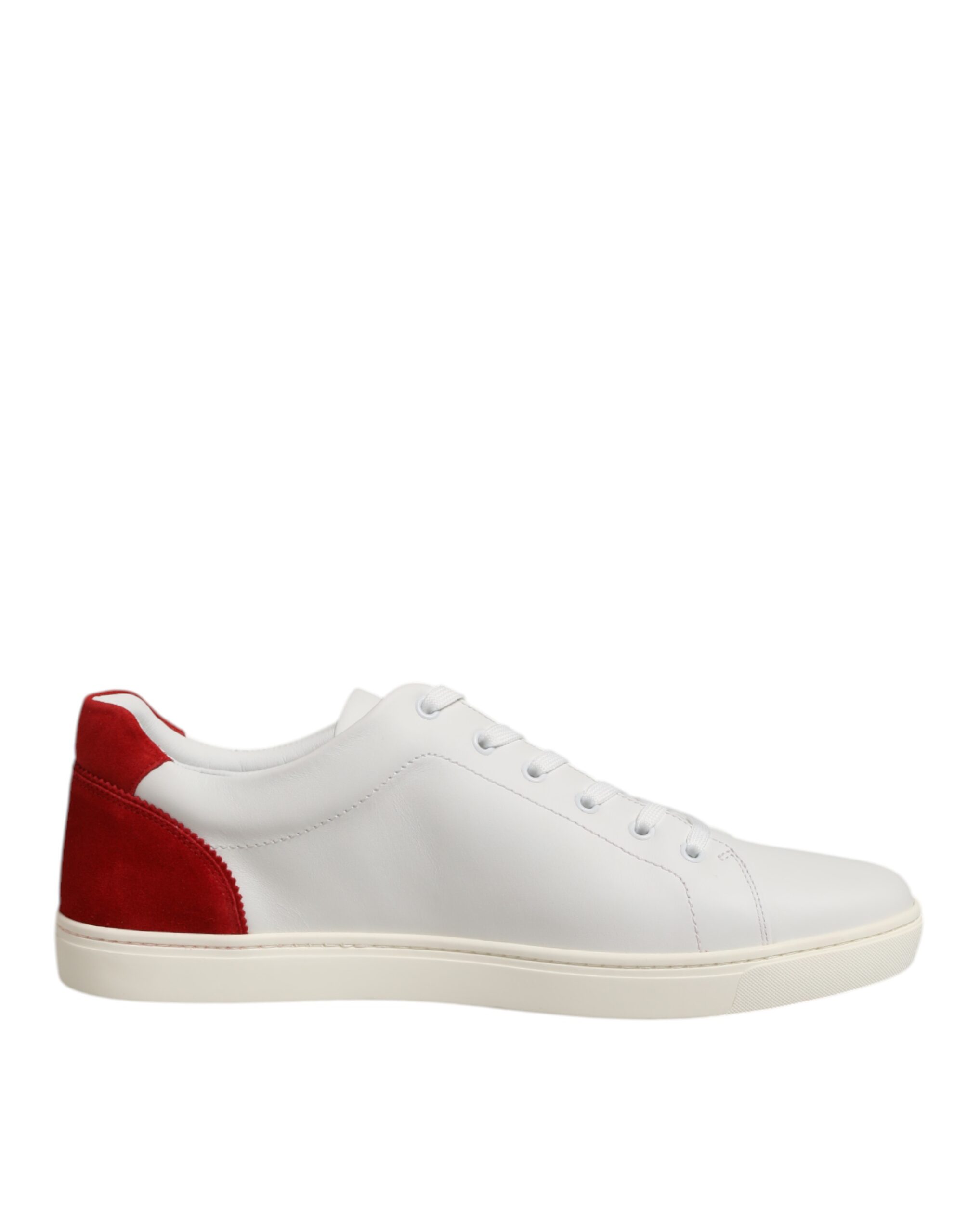 White Red Leather Low Top Men Sneakers Shoes