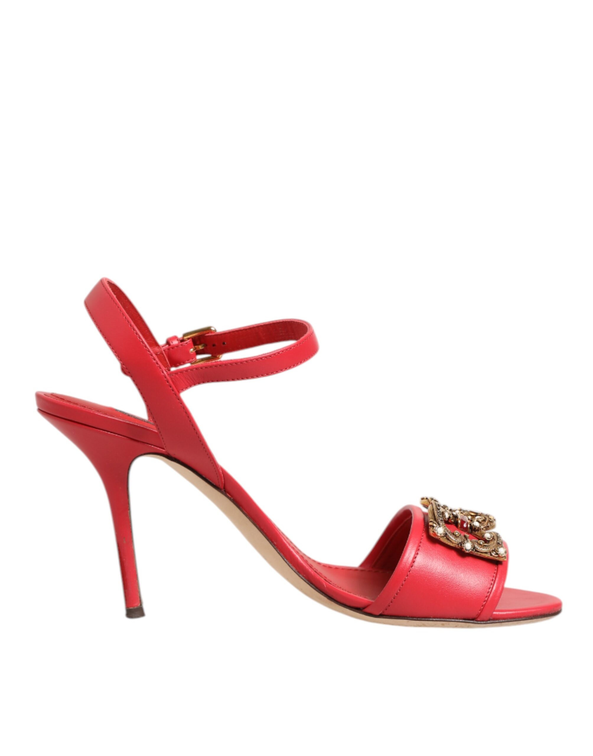 Red Ankle Strap Stiletto Heels Sandals Shoes