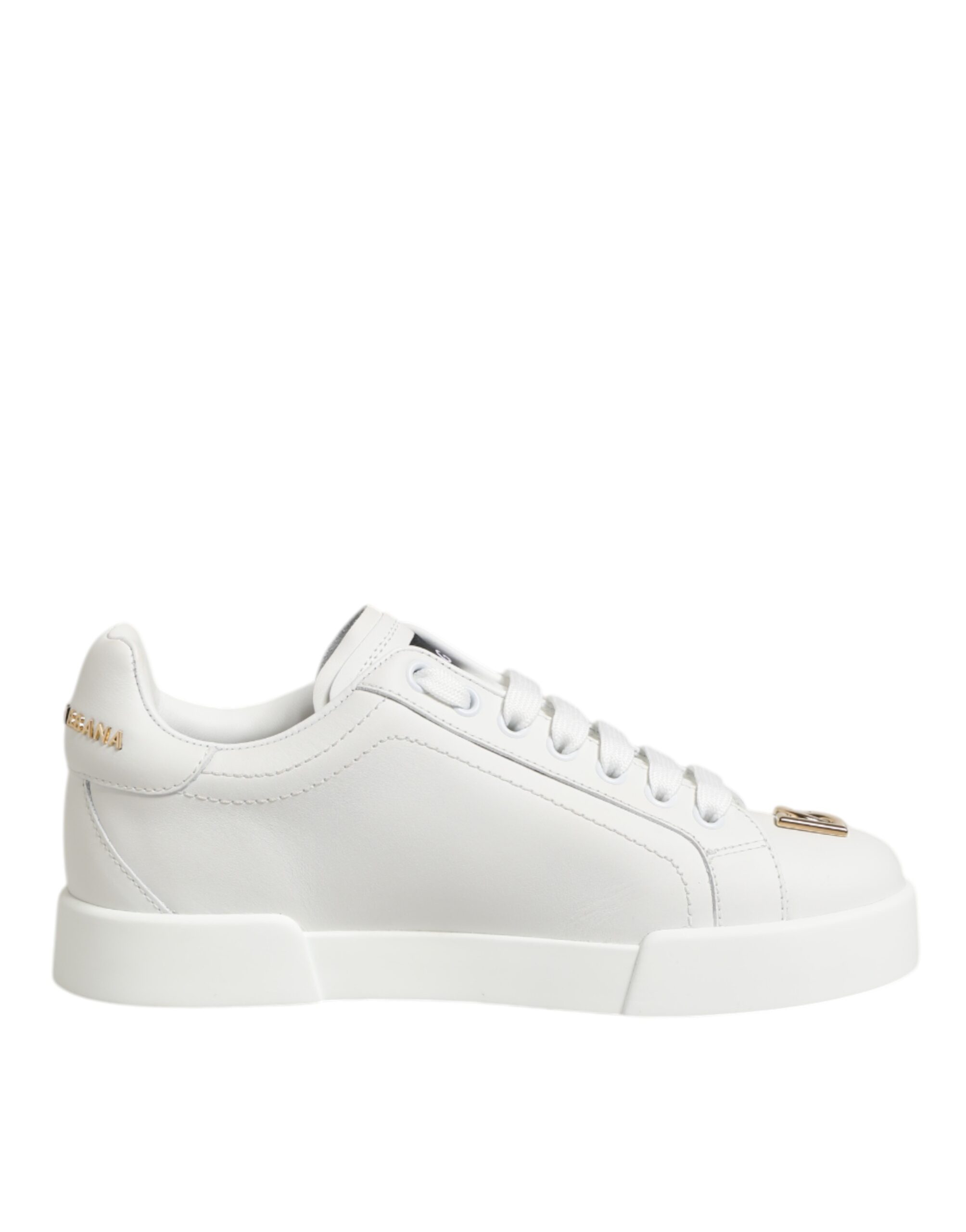White DG Leather Low Top Sneakers Shoes