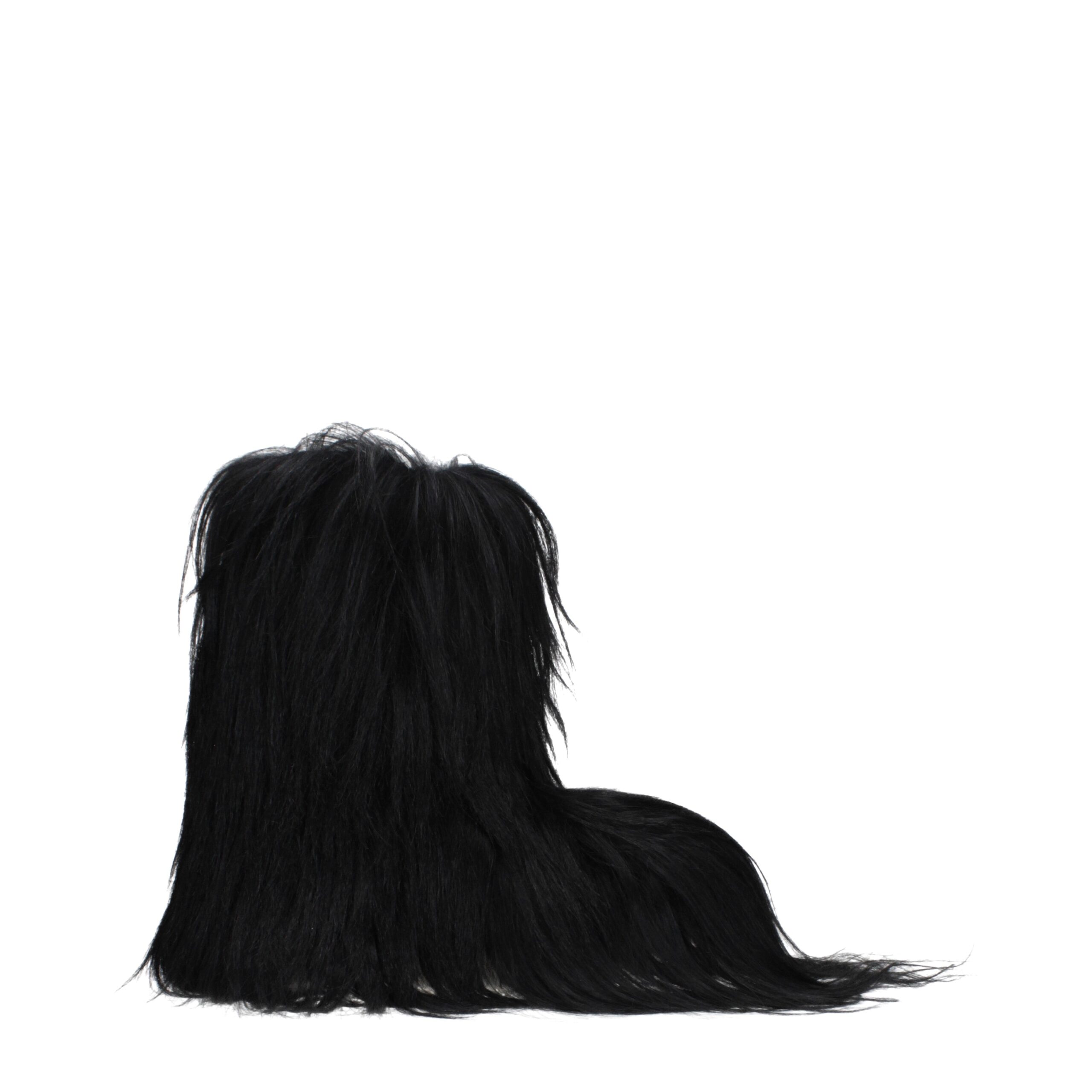 Black Fur Ankle Boots